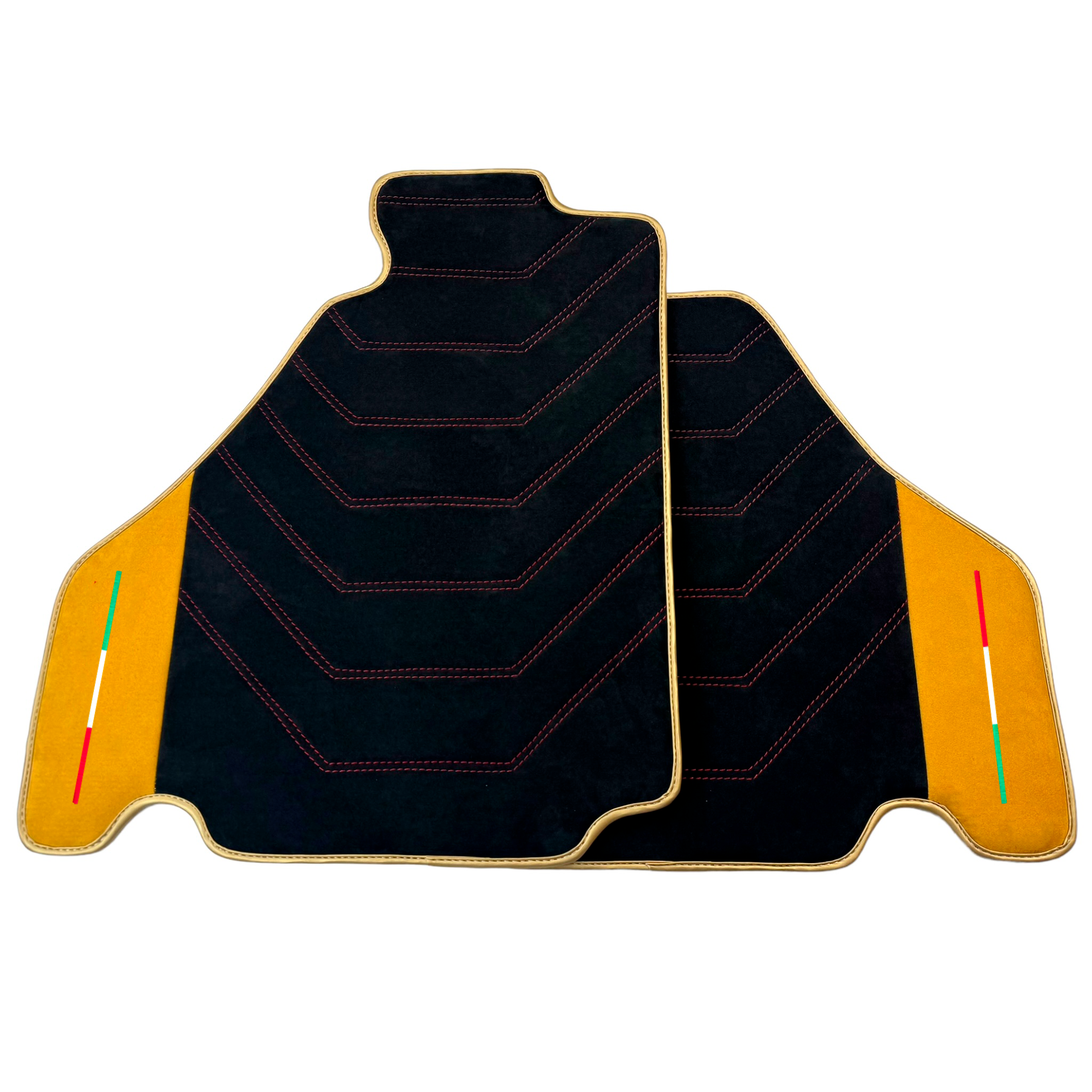 Black Alcantara Car Mats for Ferrari F430 (2004-2009) - Red Sewing