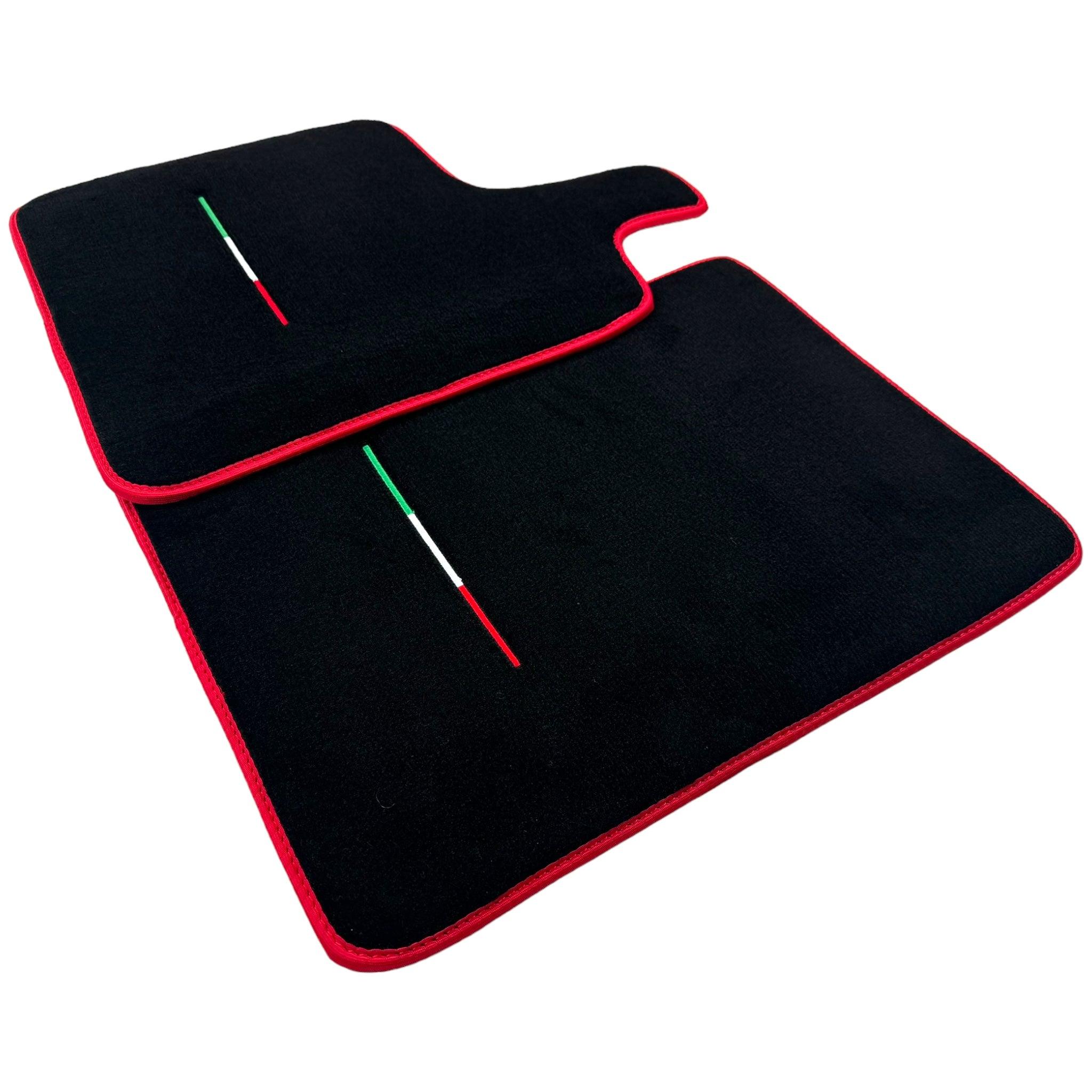 Black Floor Mats for Ferrari Purosangue Long with Red Trim | Italian Edition - Scuderia