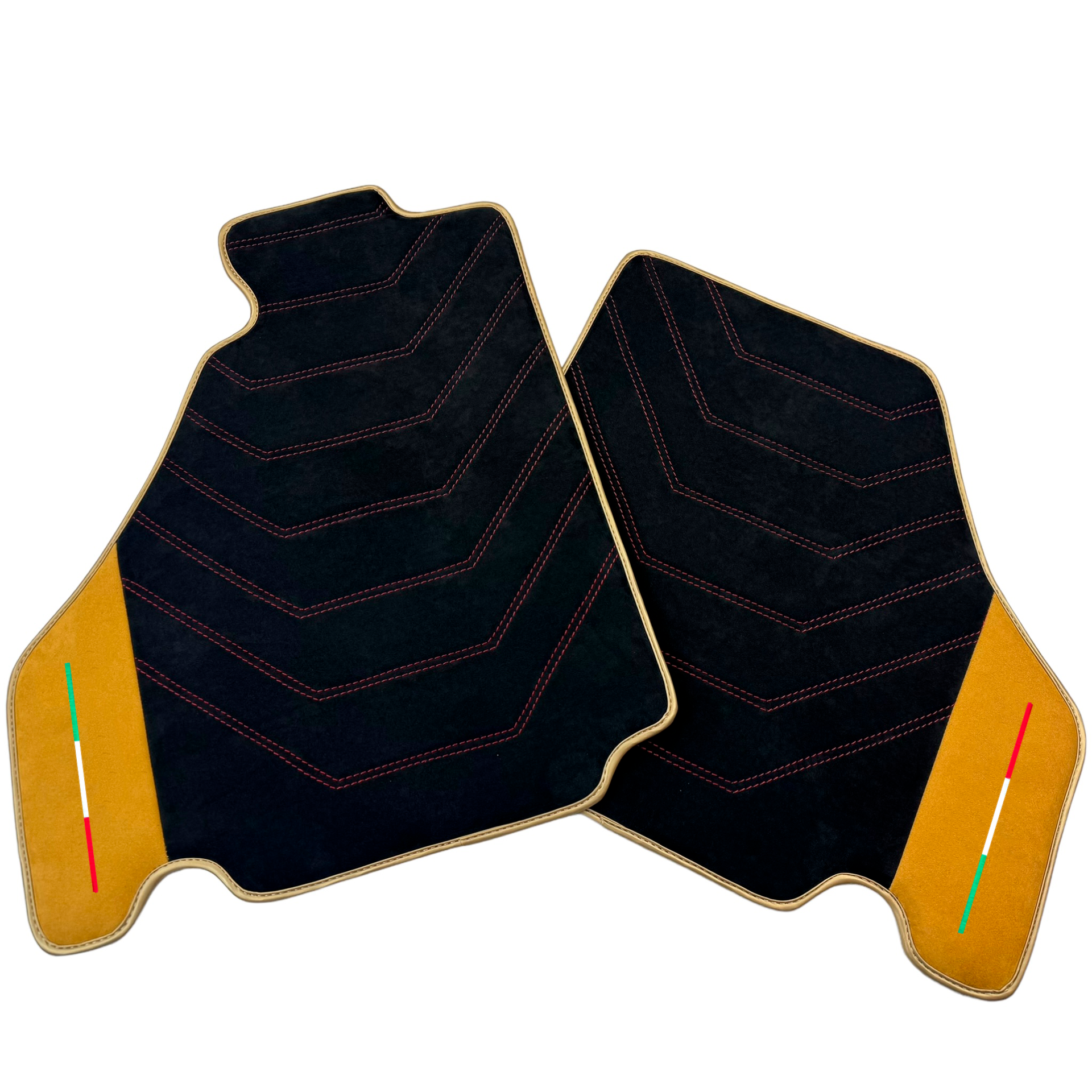 Black Alcantara Car Mats for Ferrari F430 (2004-2009) - Red Sewing