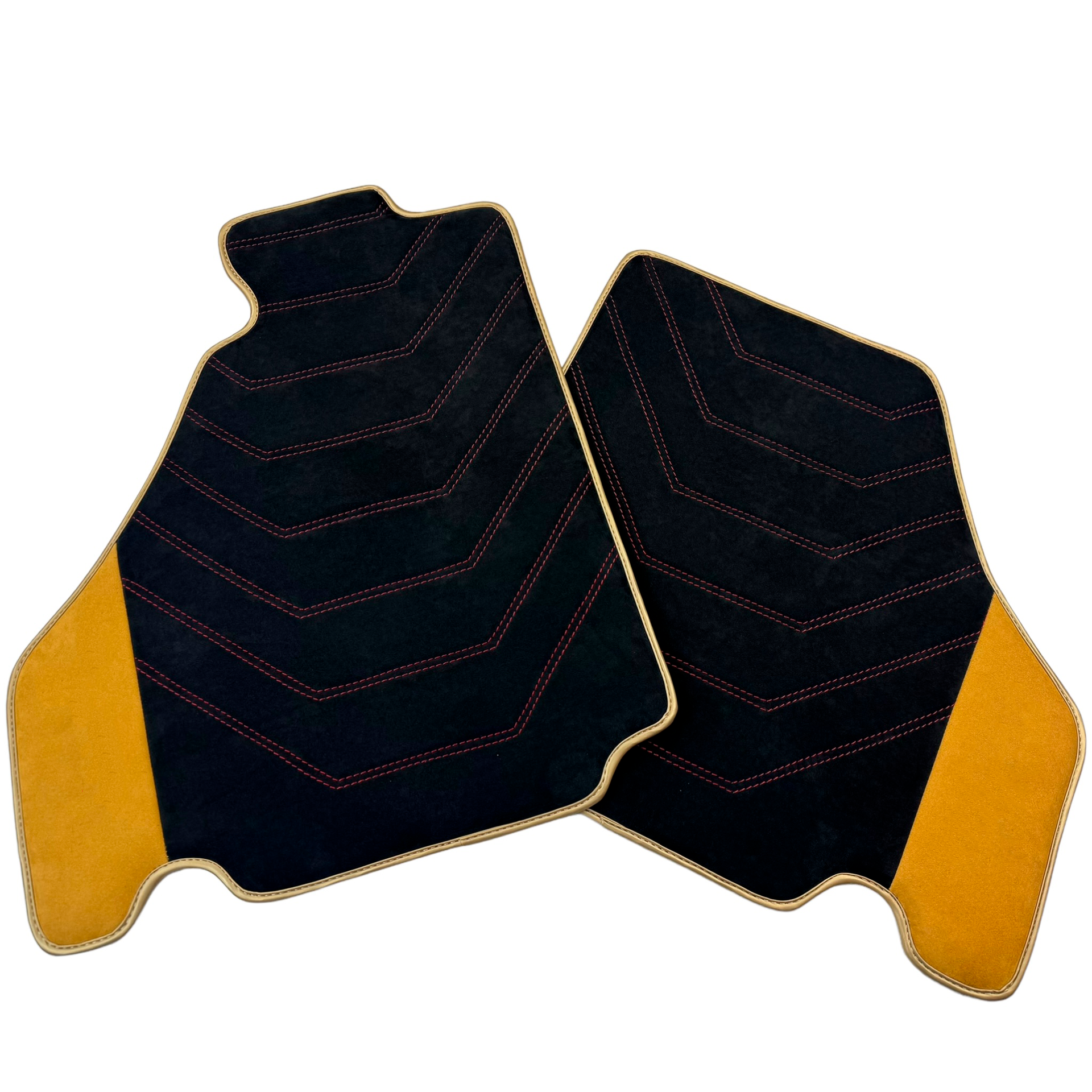 Black Alcantara Car Mats for Ferrari F430 (2004-2009) - Red Sewing
