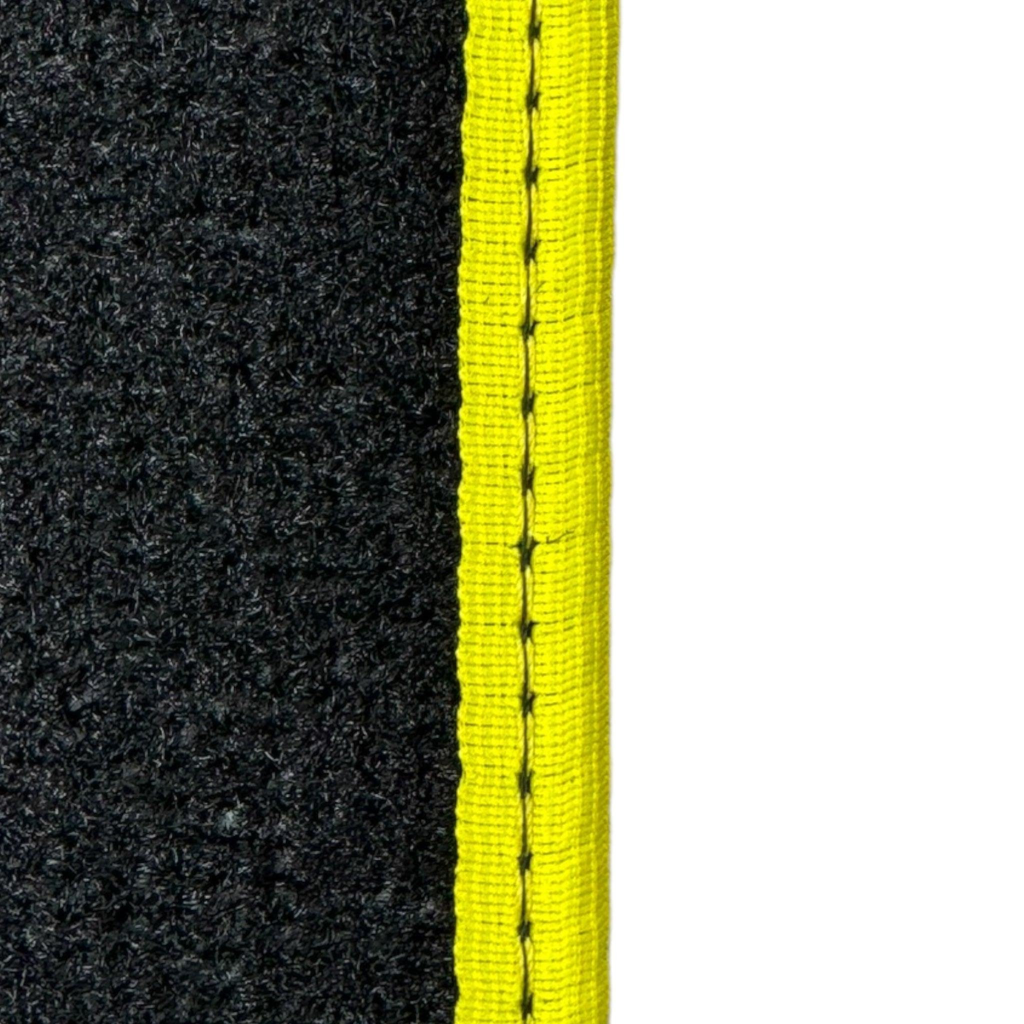 Black Floor Mats for Ferrari 360 Spider with Alcantara Leather | Yellow Trim - Scuderia