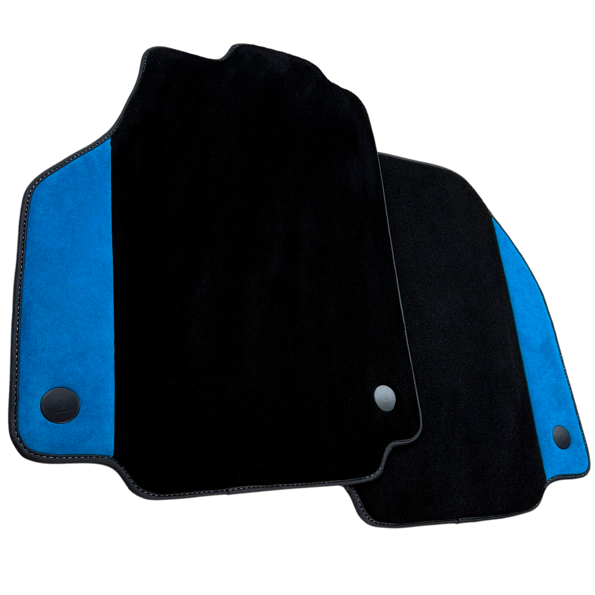 Black Car Mats For Ferrari 488 Pista Spider 2019-2021 With Blue Alcantara Leather