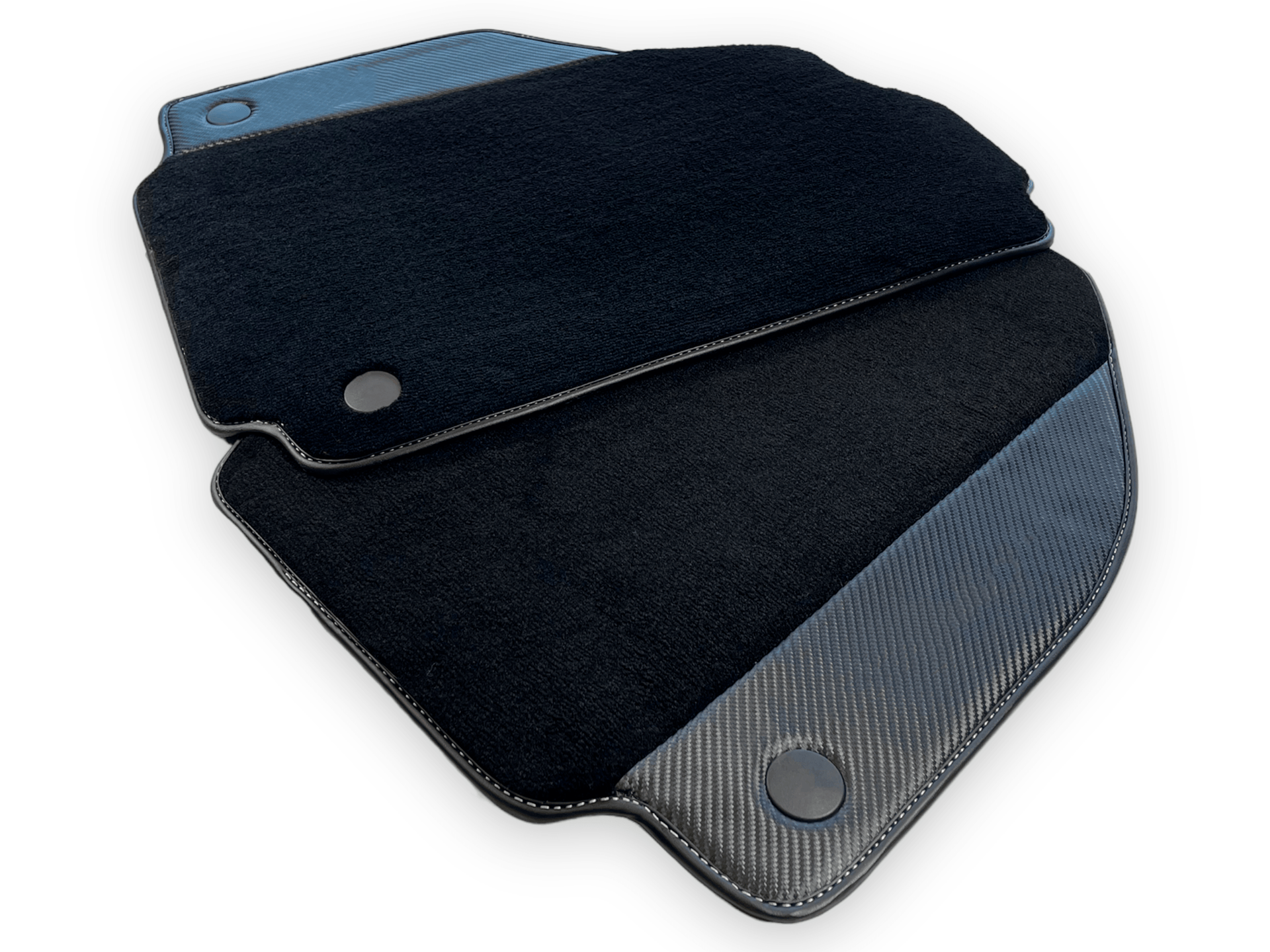 Black Car Mats For Ferrari 488 Pista Spider 2019-2021 With Carbon Fiber Leather