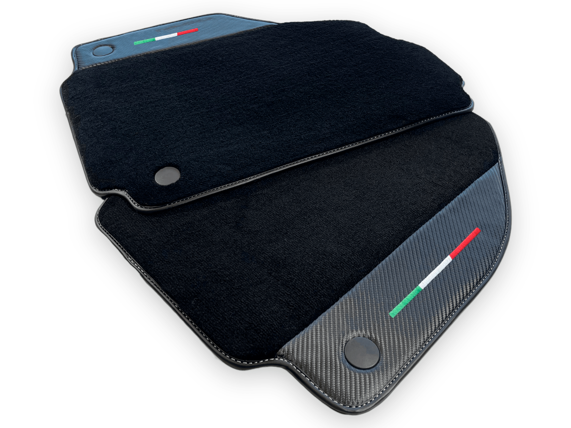 Black Car Mats For Ferrari 488 Pista Spider 2019-2021 With Carbon Fiber Leather