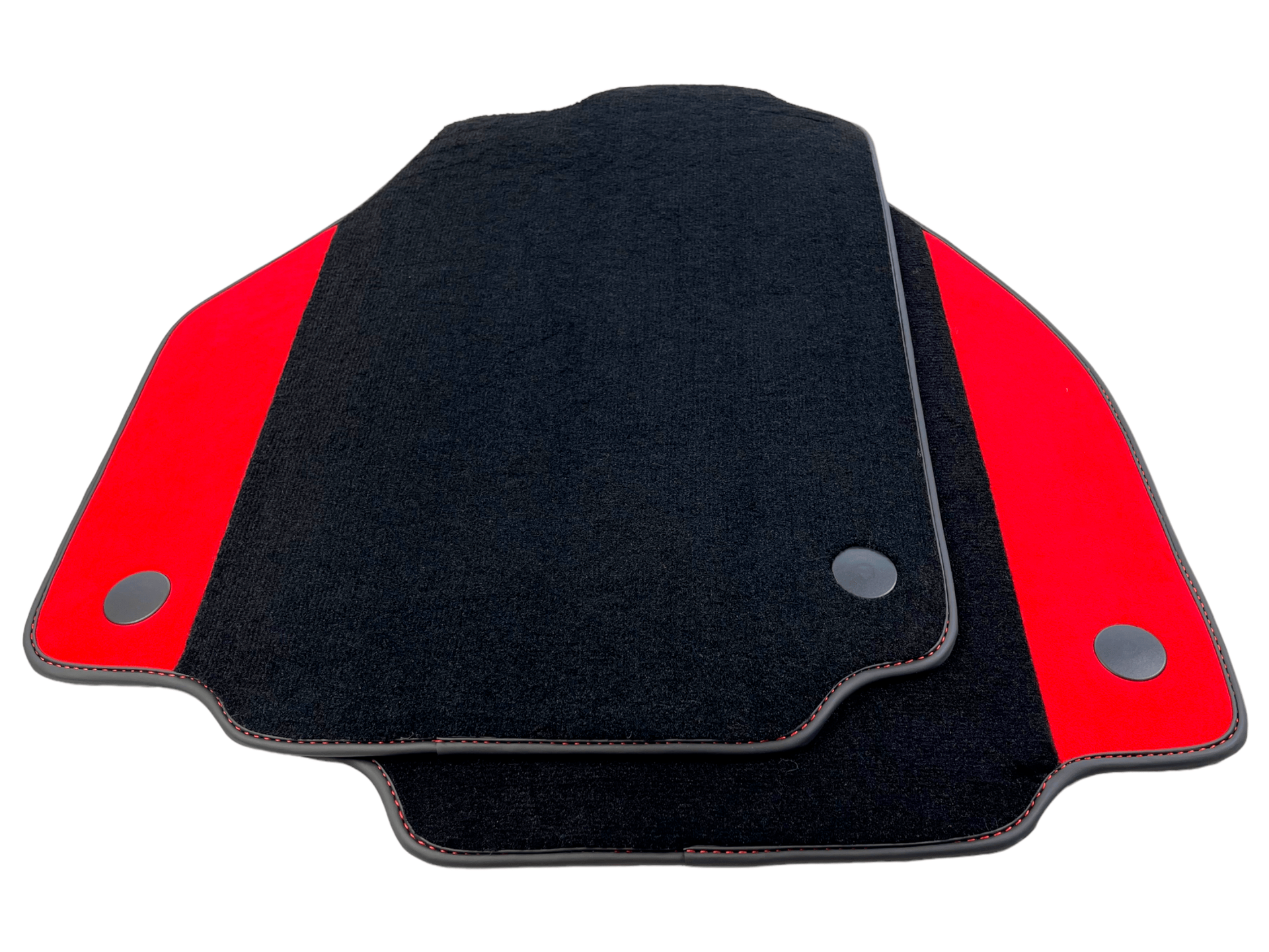 Black Car Mats For Ferrari 488 Pista Spider 2019-2021 With Red Alcantara Leather