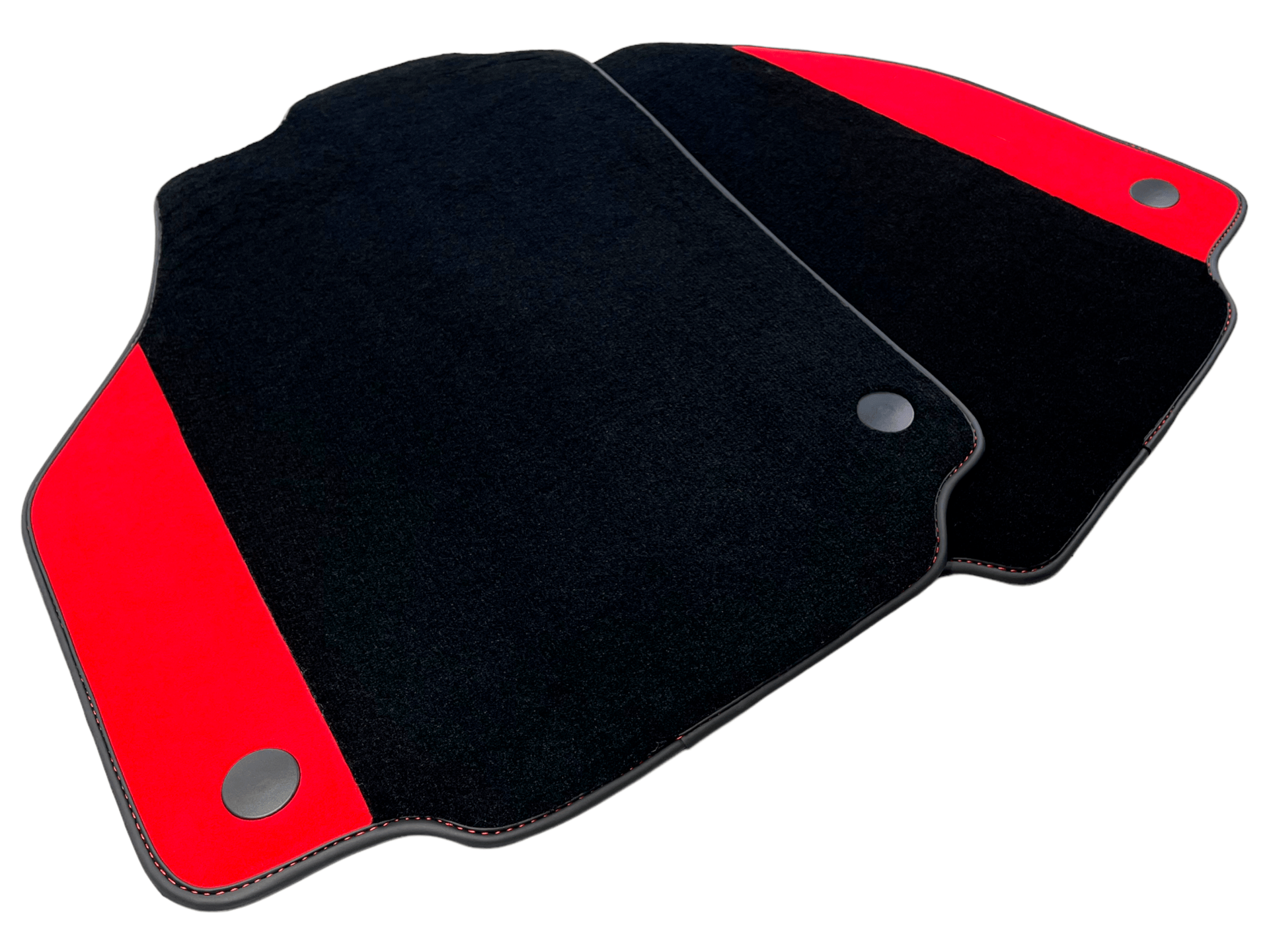 Black Car Mats For Ferrari 488 Pista Spider 2019-2021 With Red Alcantara Leather