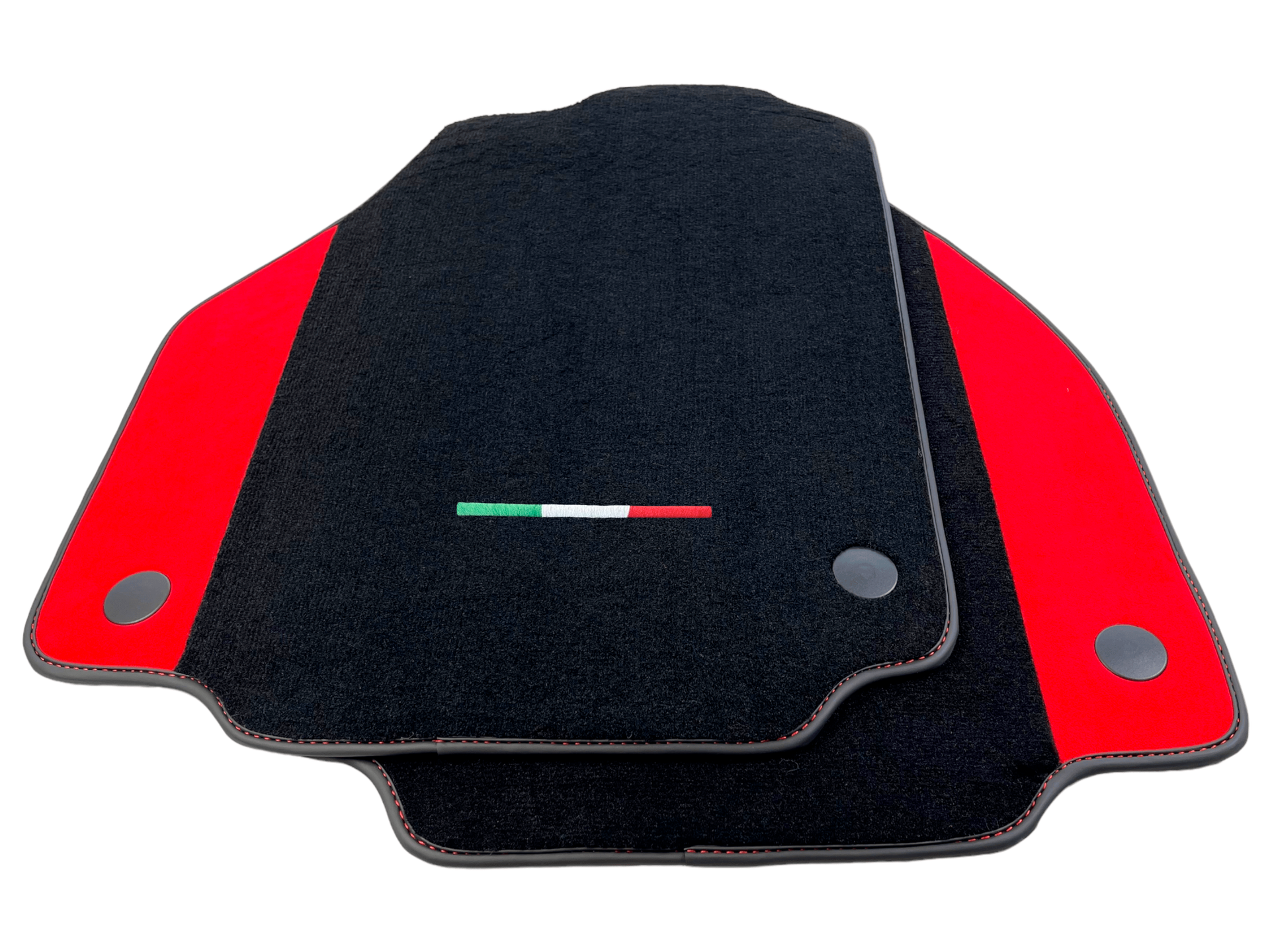 Black Car Mats For Ferrari 488 Pista Spider 2019-2021 With Red Alcantara Leather