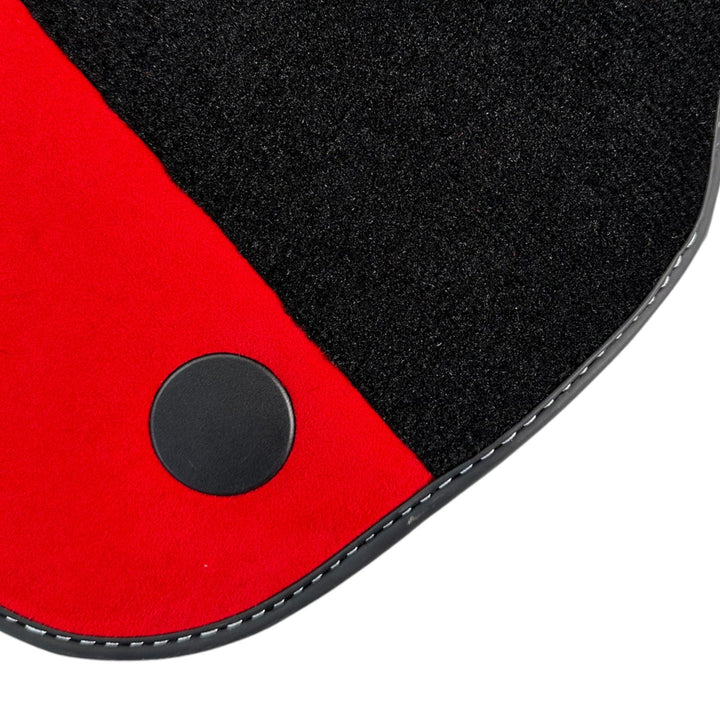 Black Floor Mats for Ferrari 812 GTS (2019-2023) with Red Alcantara Leather