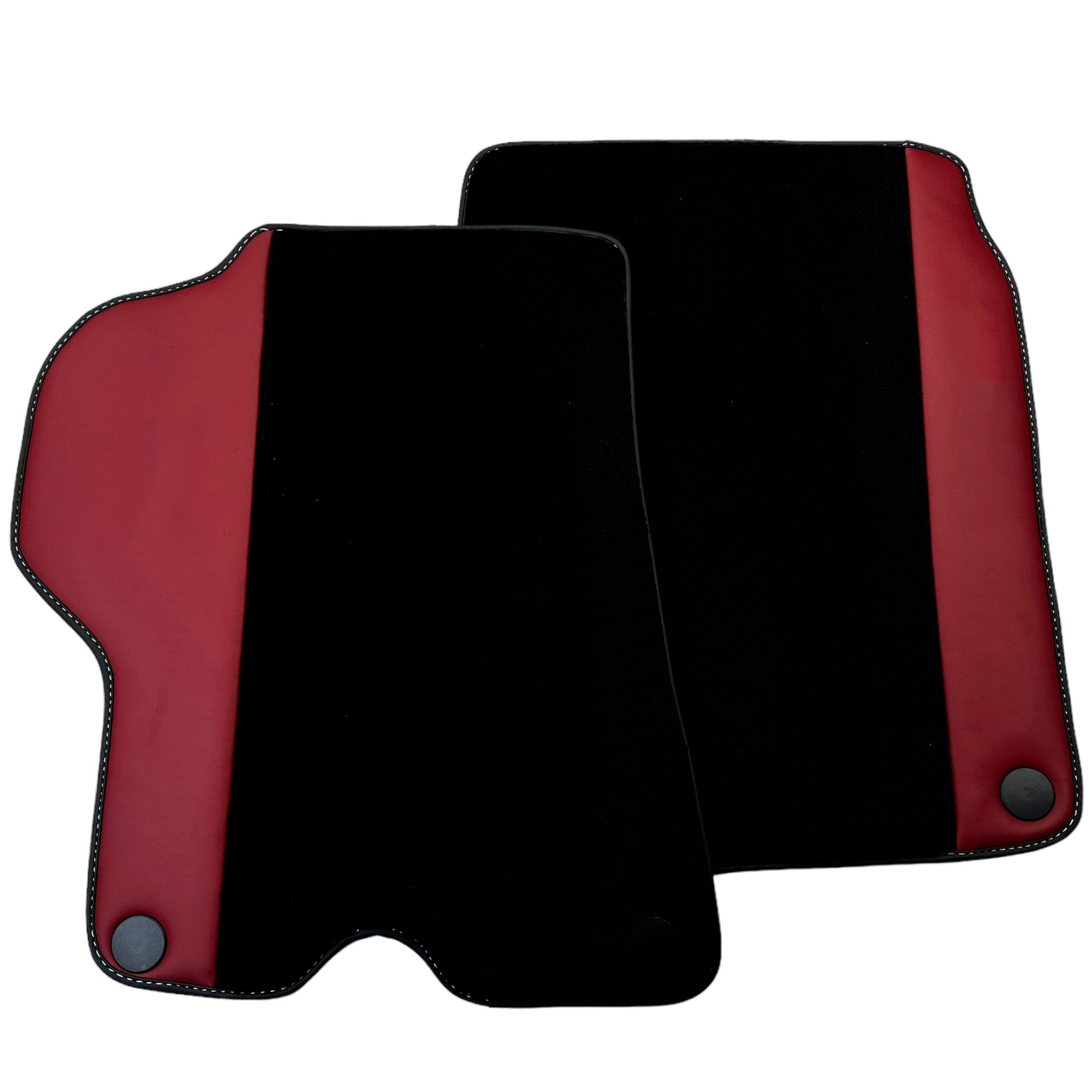 Black Car Mats for Ferrari California (2008-2014) with Bordeaux Nappa Leather
