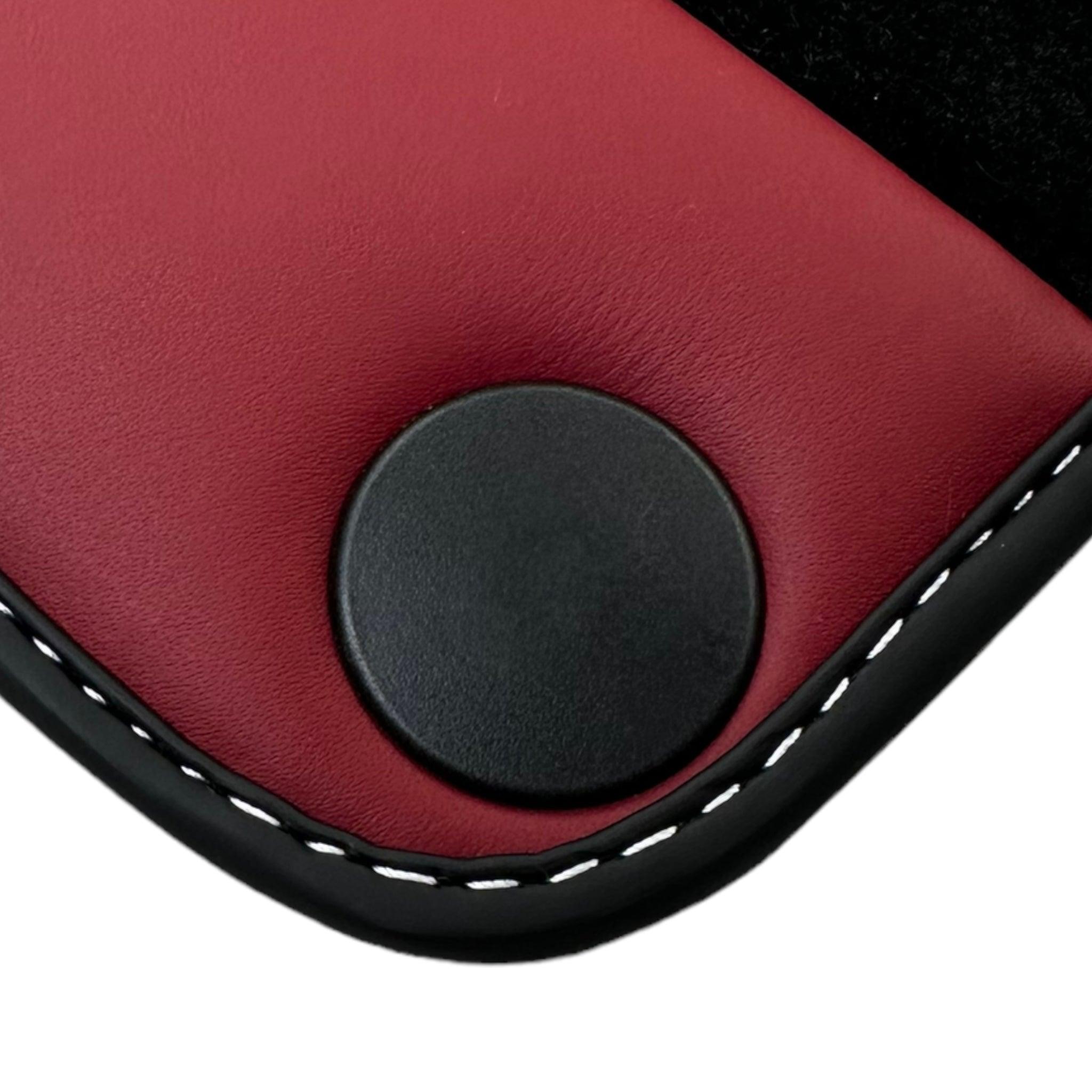 Black Floor Mats for Ferrari California (2008-2014) with Bordeaux Nappa Leather