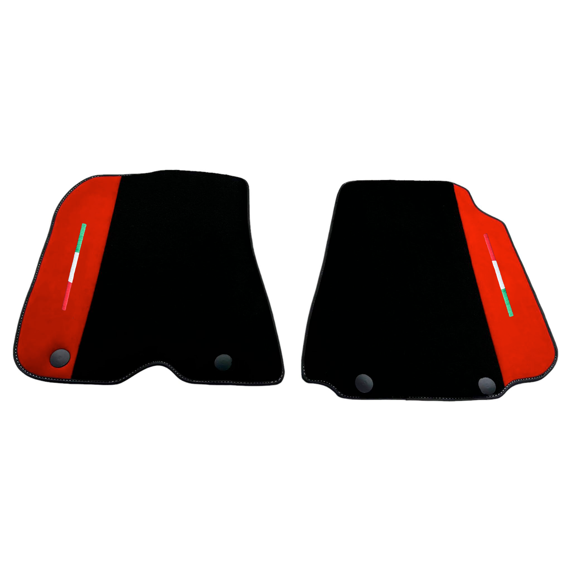 Black Car Mats for Ferrari F12 Berlinetta (2012-2022) with Red Alcantara Leather