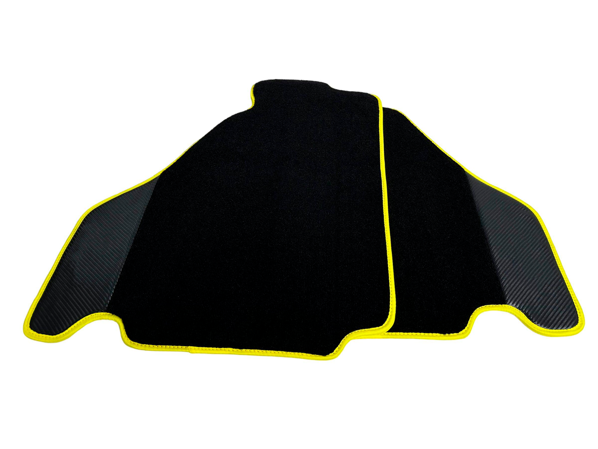 Black Car Mats For Ferrari F430 2004-2009 With Carbon Fiber Leather Yellow Trim
