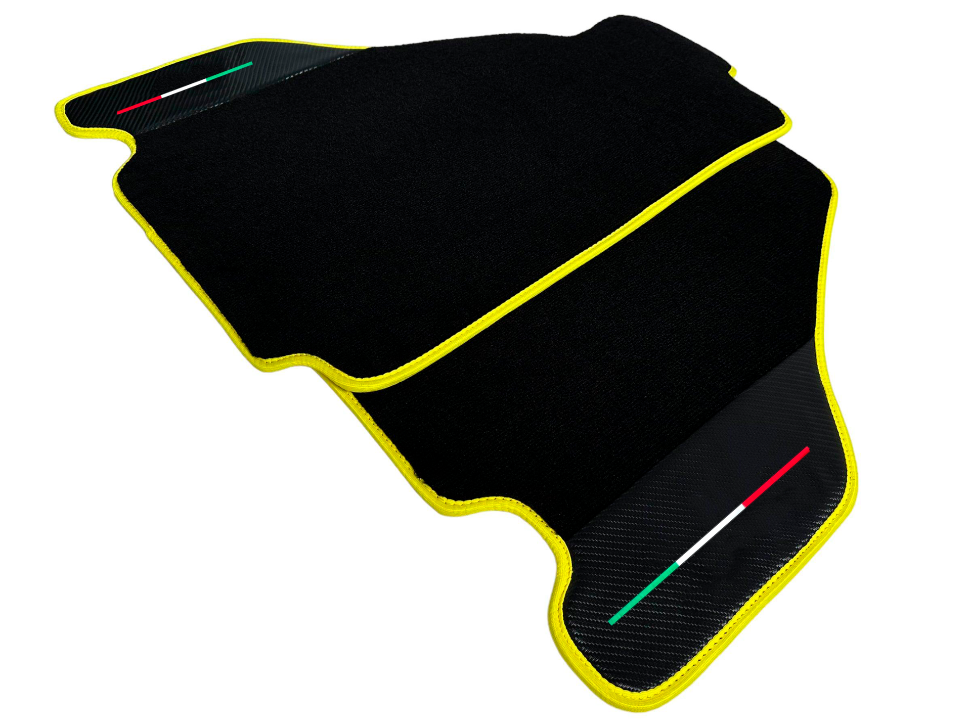 Black Car Mats For Ferrari F430 2004-2009 With Carbon Fiber Leather Yellow Trim