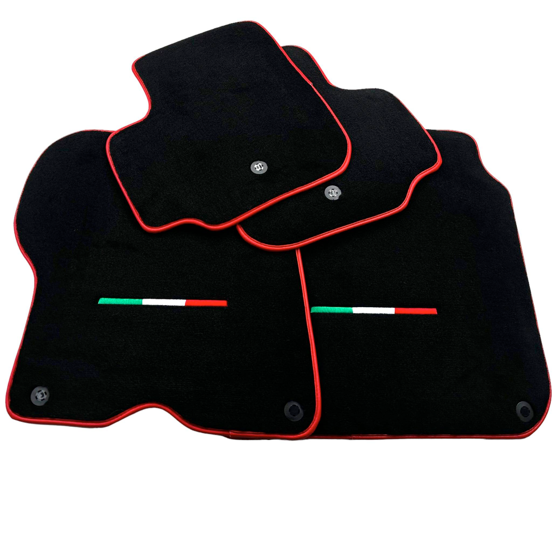 Black Car Mats For Ferrari GTC4 Lusso (2016-2023) Italian Edition with Red Trim