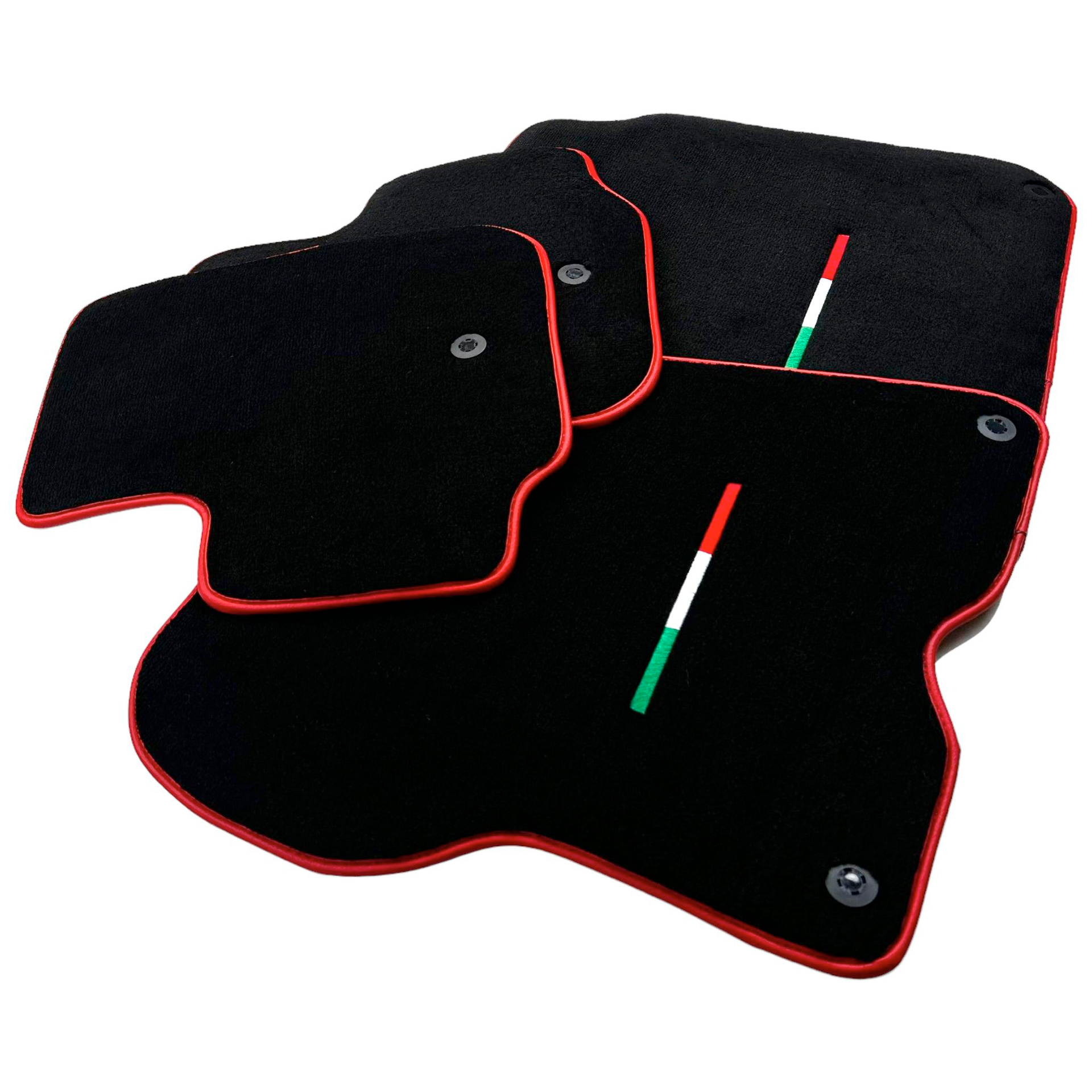 Black Car Mats For Ferrari GTC4 Lusso (2016-2023) Italian Edition with Red Trim