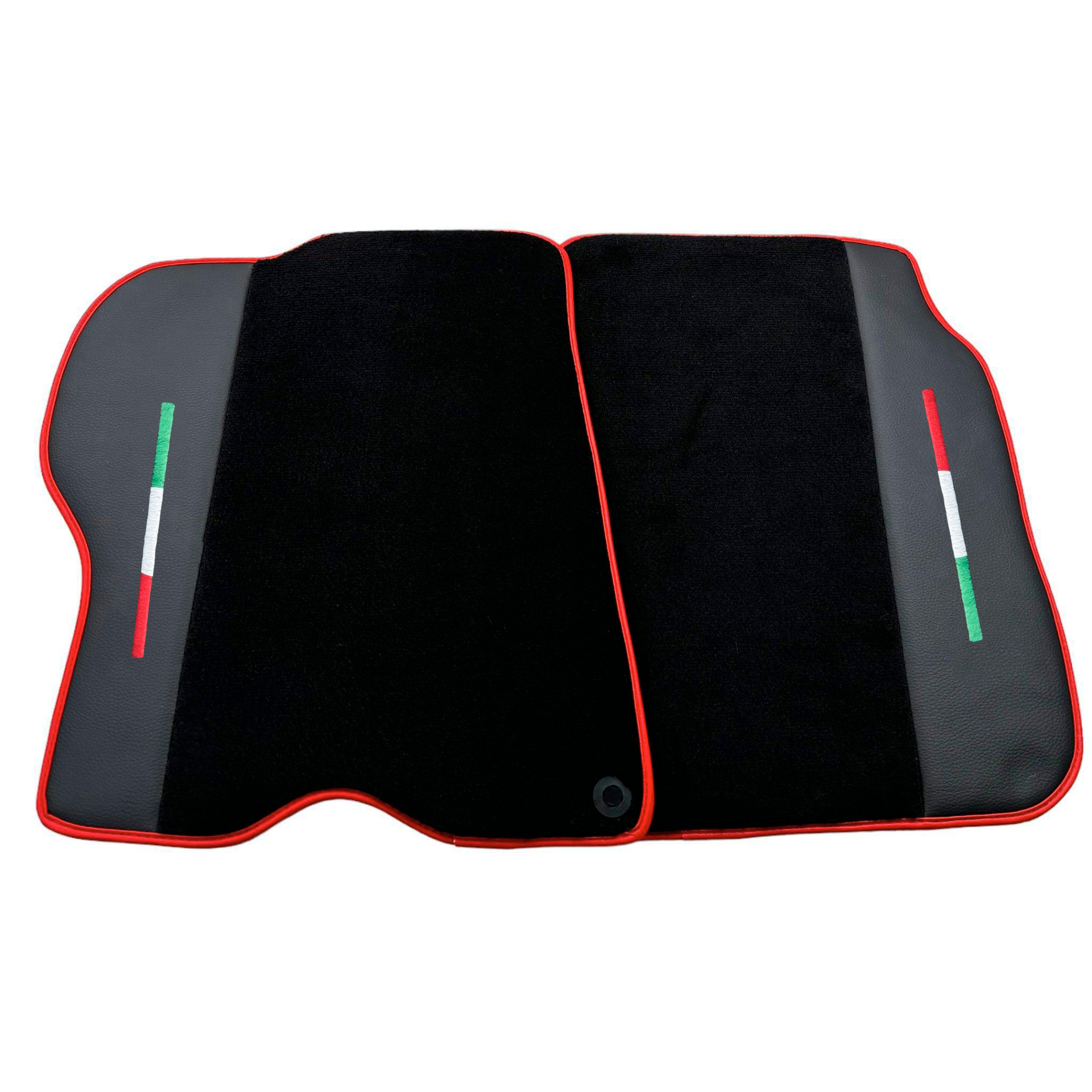 Black Car Mats For Ferrari GTC4 Lusso (2016-2023) with Leather and Red Trim