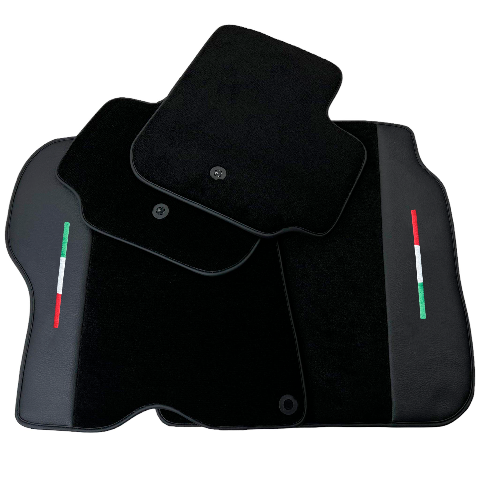 Black Car Mats For Ferrari GTC4 Lusso (2016-2023) with Leather