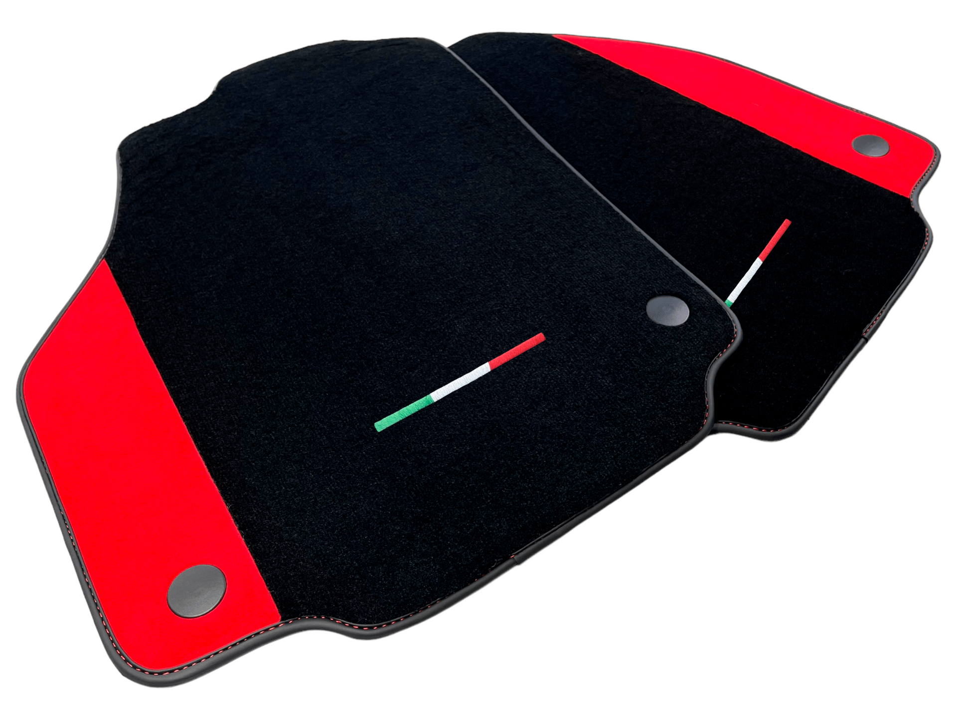 Black Car Mats For Ferrari 488 Pista Spider 2019-2021 With Red Alcantara Leather