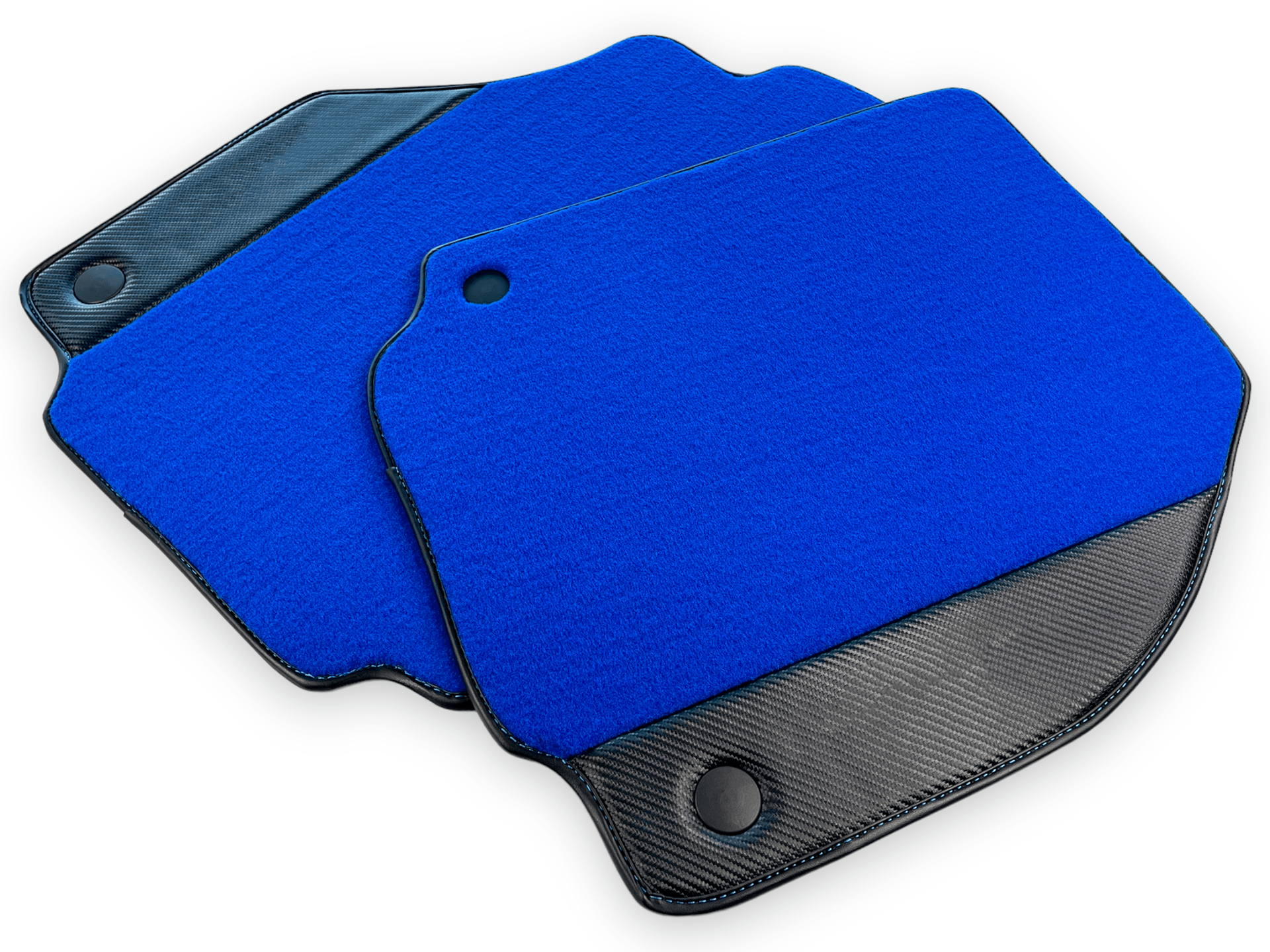 Blue Car Mats For Ferrari 488 Pista Spider 2019-2021 With Carbon Fiber Leather