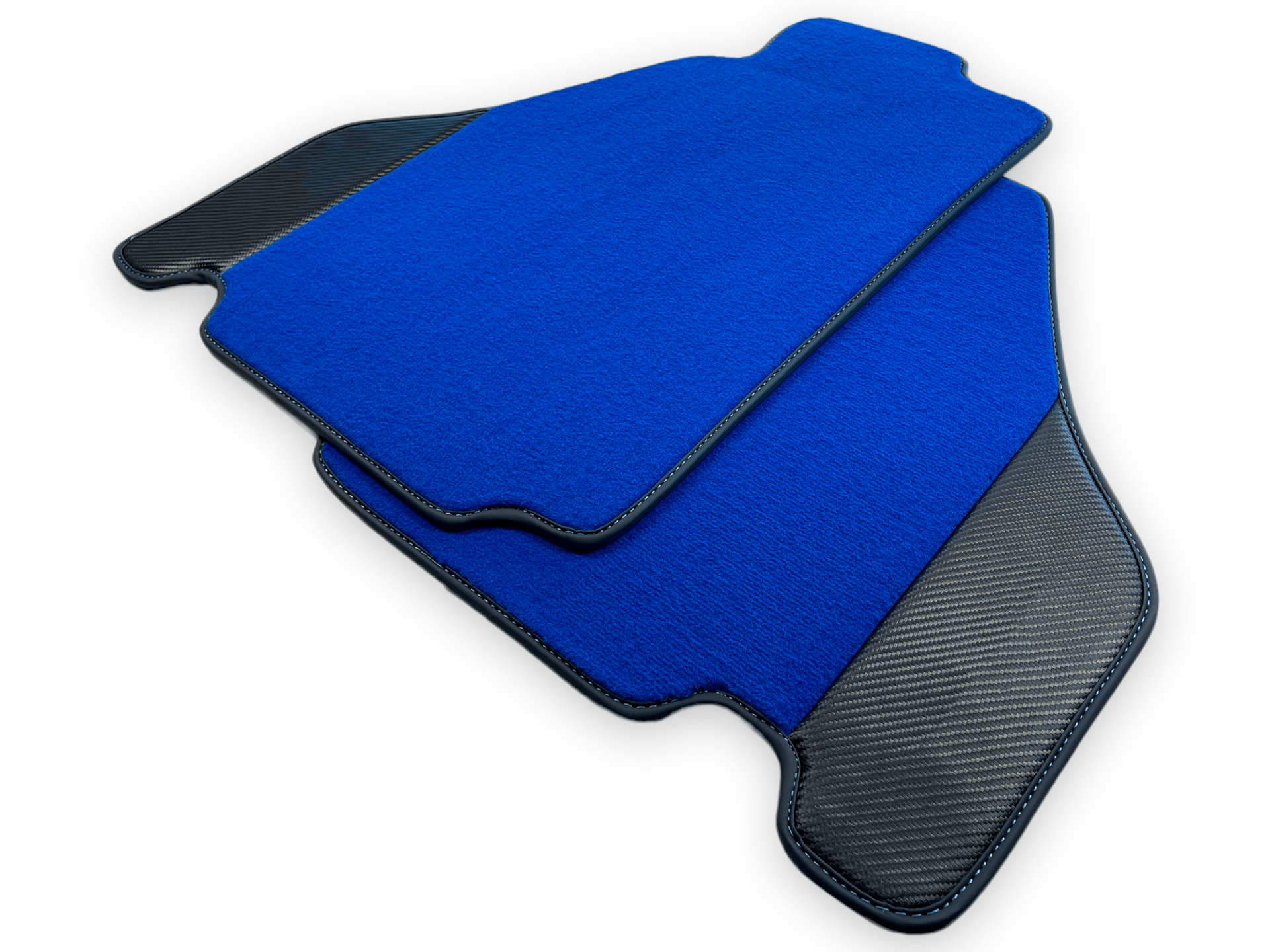 Blue Car Mats For Ferrari F430 2004-2009 With Carbon Fiber Leather