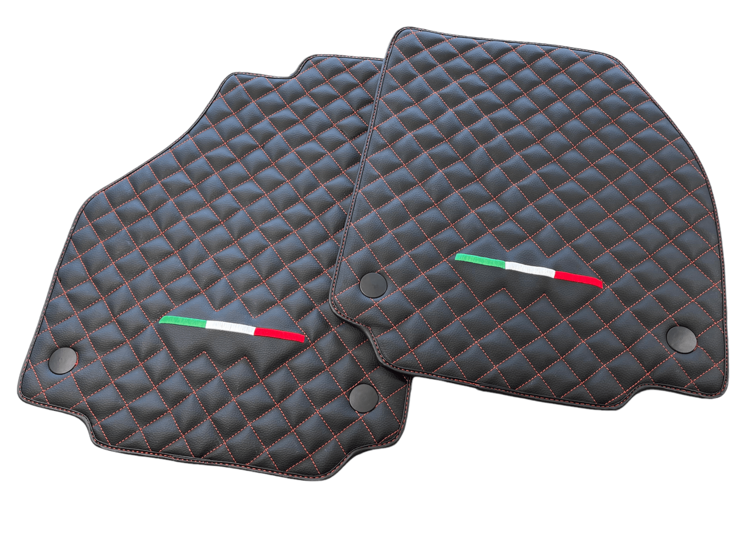 Leather Floor Mats For Ferrari 488 GTB 2015-2022 Scuderia Brand Italian Edition - Scuderia