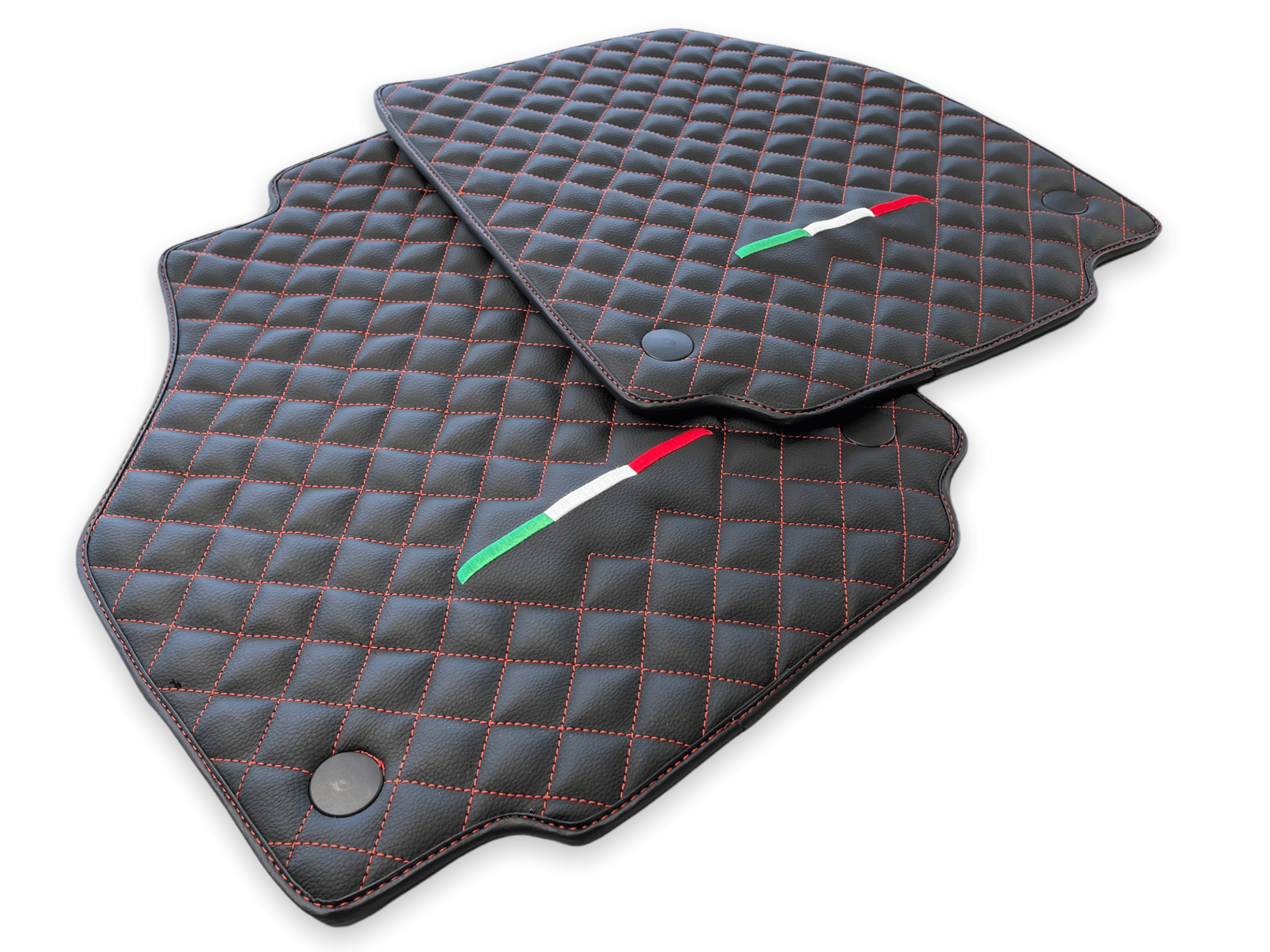 Leather Floor Mats For Ferrari 488 GTB 2015-2022 Scuderia Brand Italian Edition - Scuderia