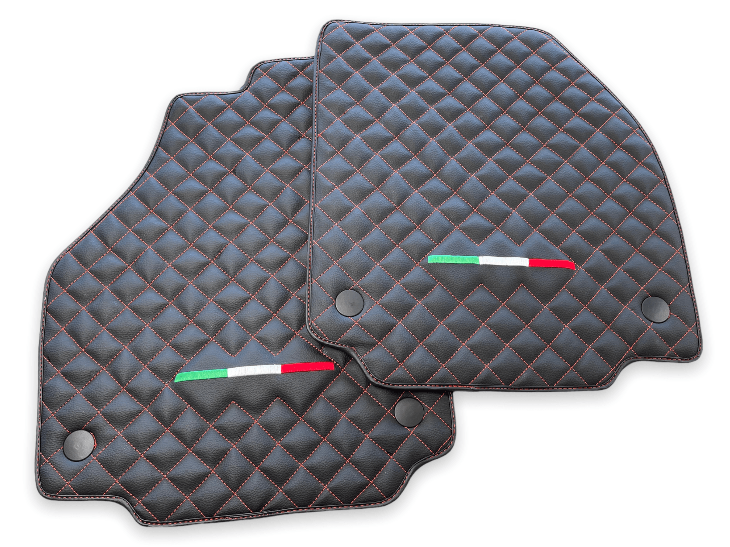 Leather Floor Mats For Ferrari 488 GTB 2015-2022 Scuderia Brand Italian Edition - Scuderia