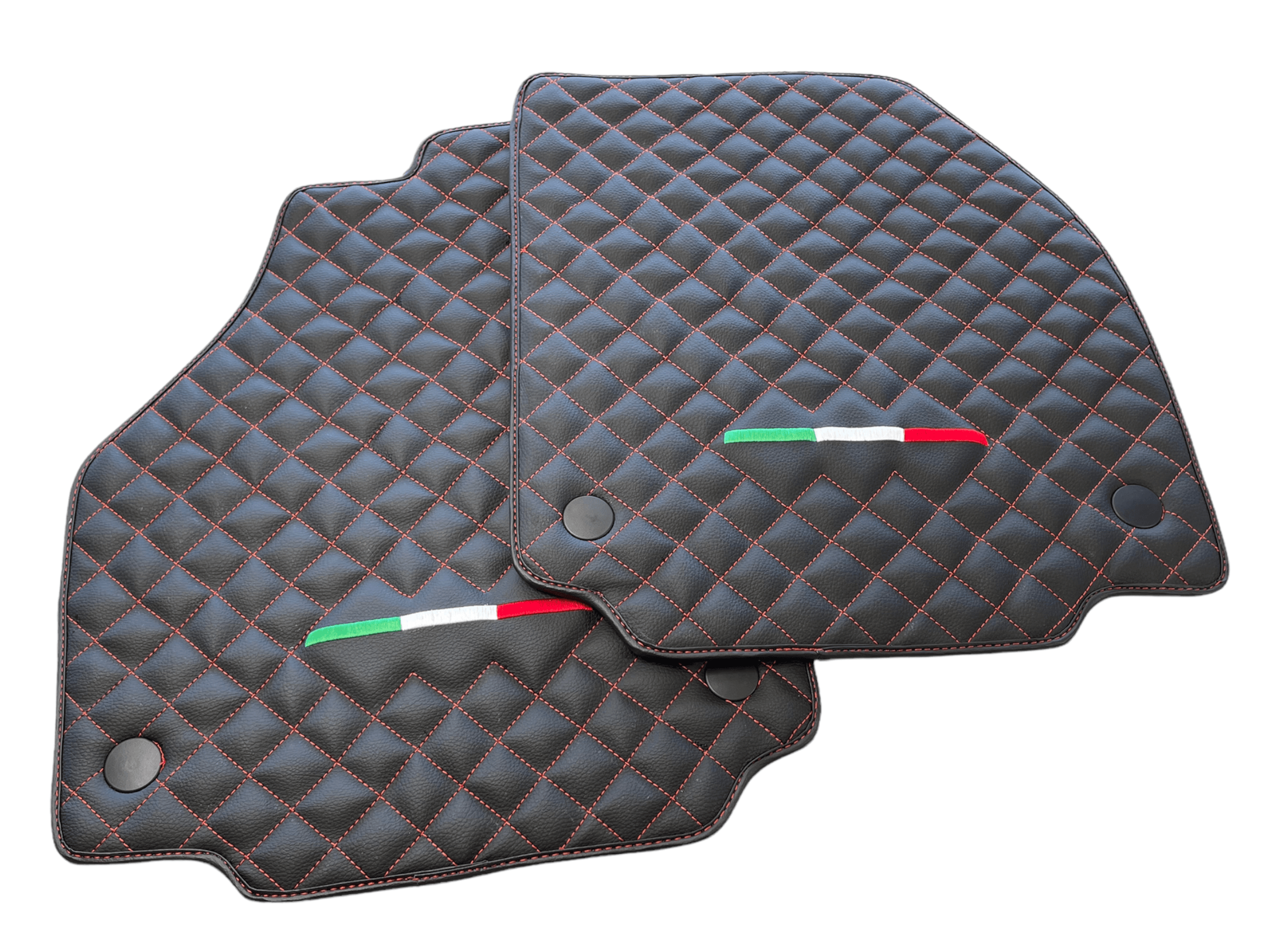 Leather Floor Mats For Ferrari 488 GTB 2015-2022 Scuderia Brand Italian Edition - Scuderia