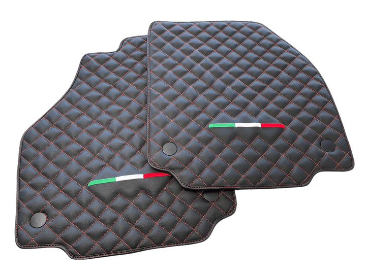 Leather Floor Mats For Ferrari 488 GTB 2015-2022 Scuderia Brand Italian Edition - Scuderia