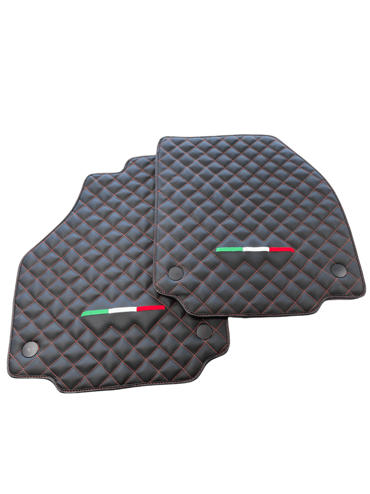 Leather Floor Mats For Ferrari 488 GTB 2015-2022 Scuderia Brand Italian Edition - Scuderia