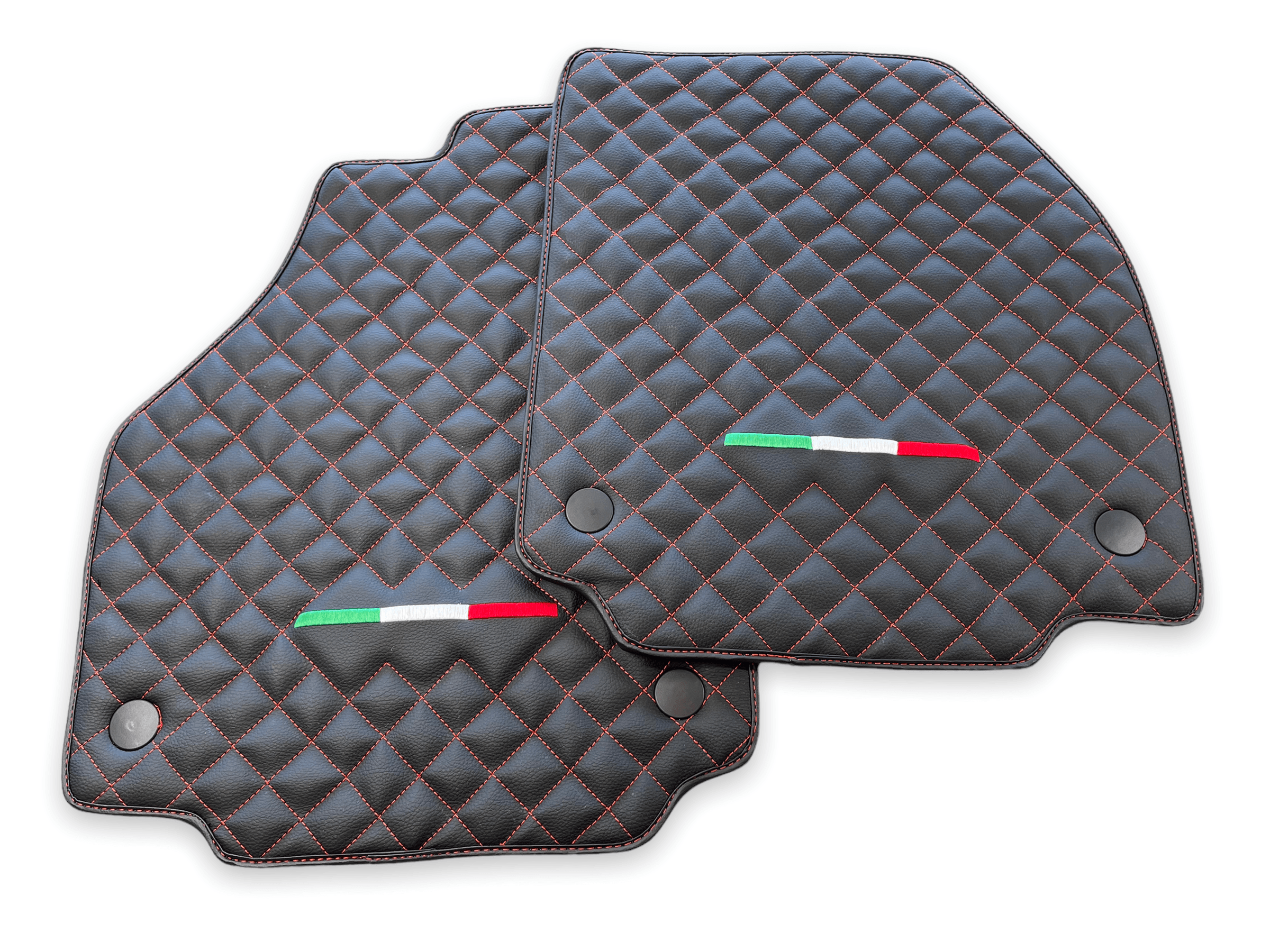 Leather Floor Mats For Ferrari 488 GTB 2015-2022 Scuderia Brand Italian Edition - Scuderia