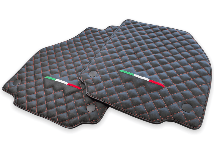 Leather Floor Mats For Ferrari 488 GTB 2015-2022 Scuderia Brand Italian Edition - Scuderia