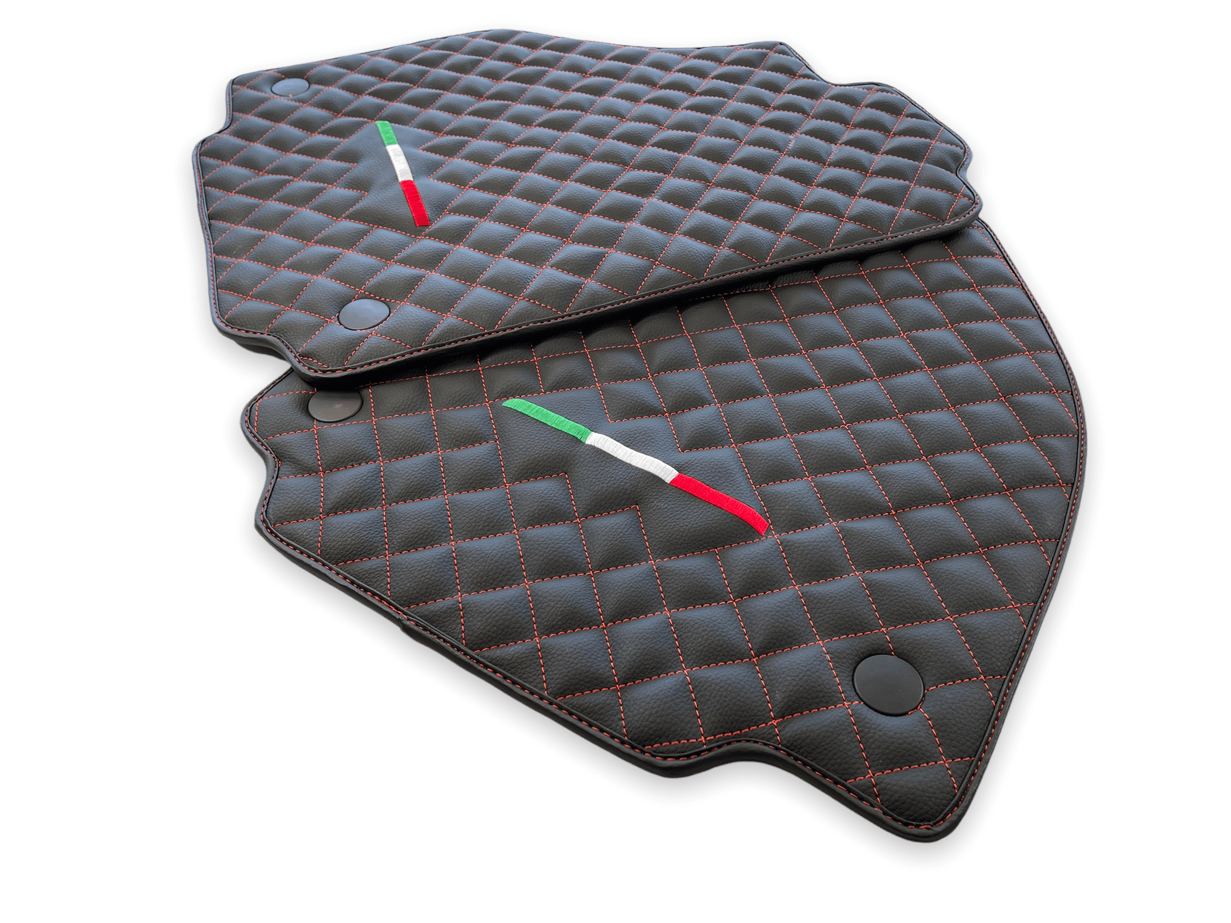 Leather Floor Mats For Ferrari 488 GTB 2015-2022 Scuderia Brand Italian Edition - Scuderia