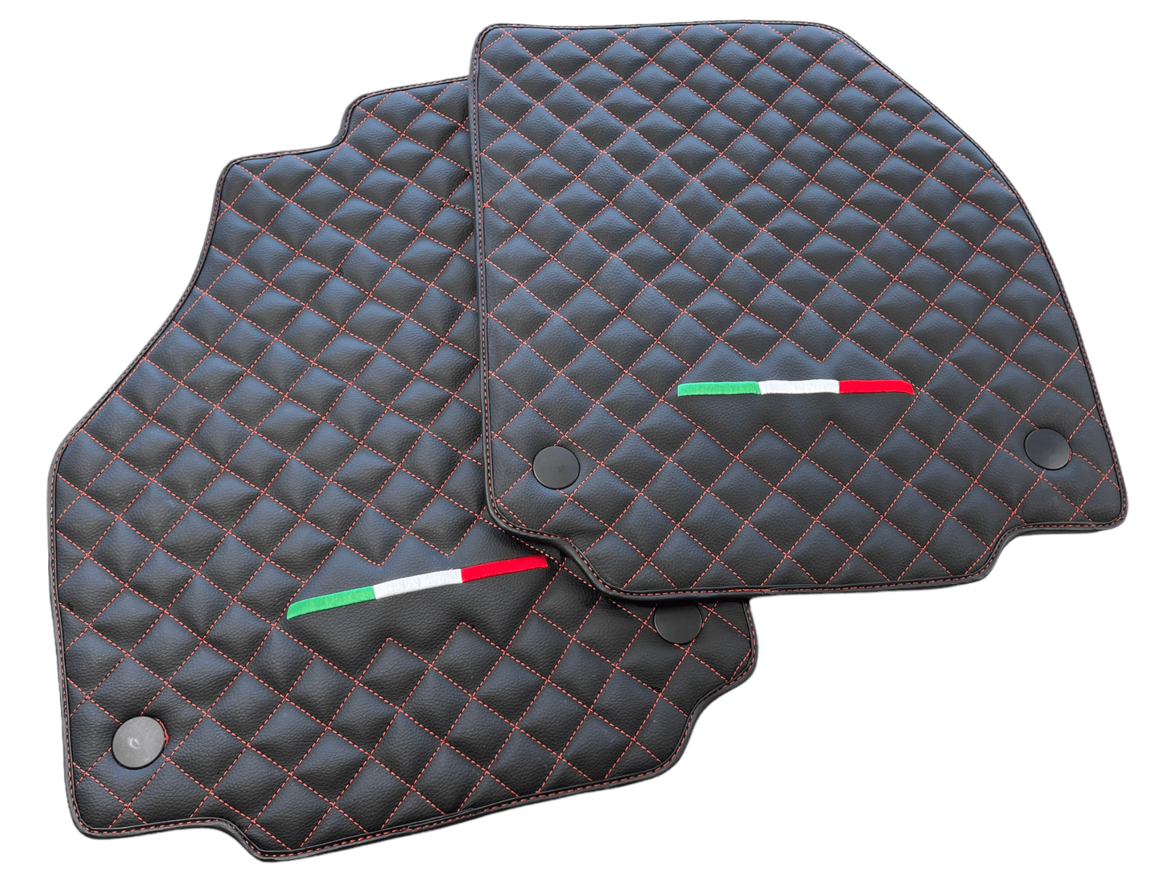 Leather Floor Mats For Ferrari 488 GTB 2015-2022 Scuderia Brand Italian Edition - Scuderia