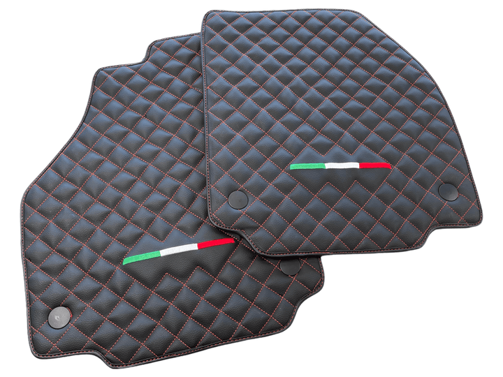 Leather Floor Mats For Ferrari 488 GTB 2015-2022 Scuderia Brand Italian Edition - Scuderia