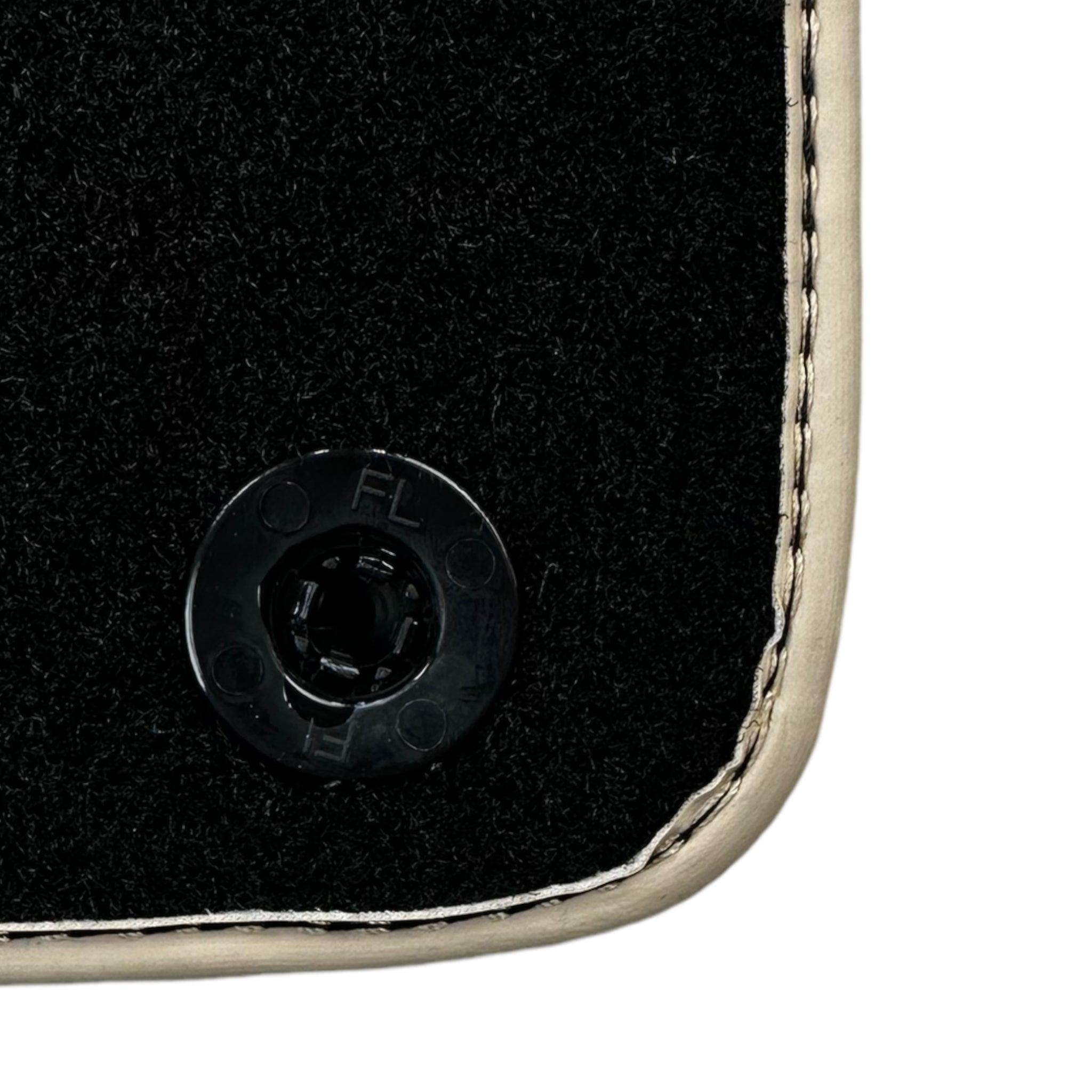 Leather Floor Mats for Ferrari California T (2008-2014) Black Sewing ER56 Design | Beige Trim