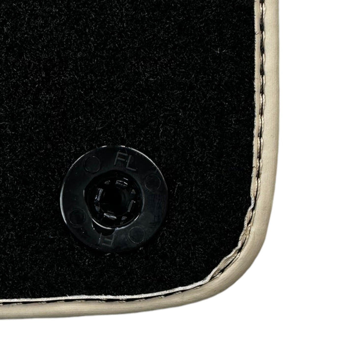 Leather Floor Mats for Ferrari California T (2008-2014) Black Sewing ER56 Design | Beige Trim