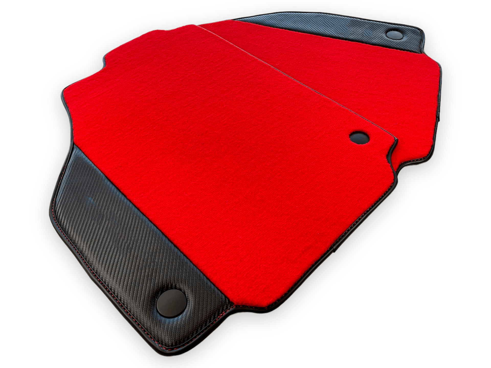 Red Car Mats For Ferrari 488 Pista Spider 2019-2021 With Carbon Fiber Leather