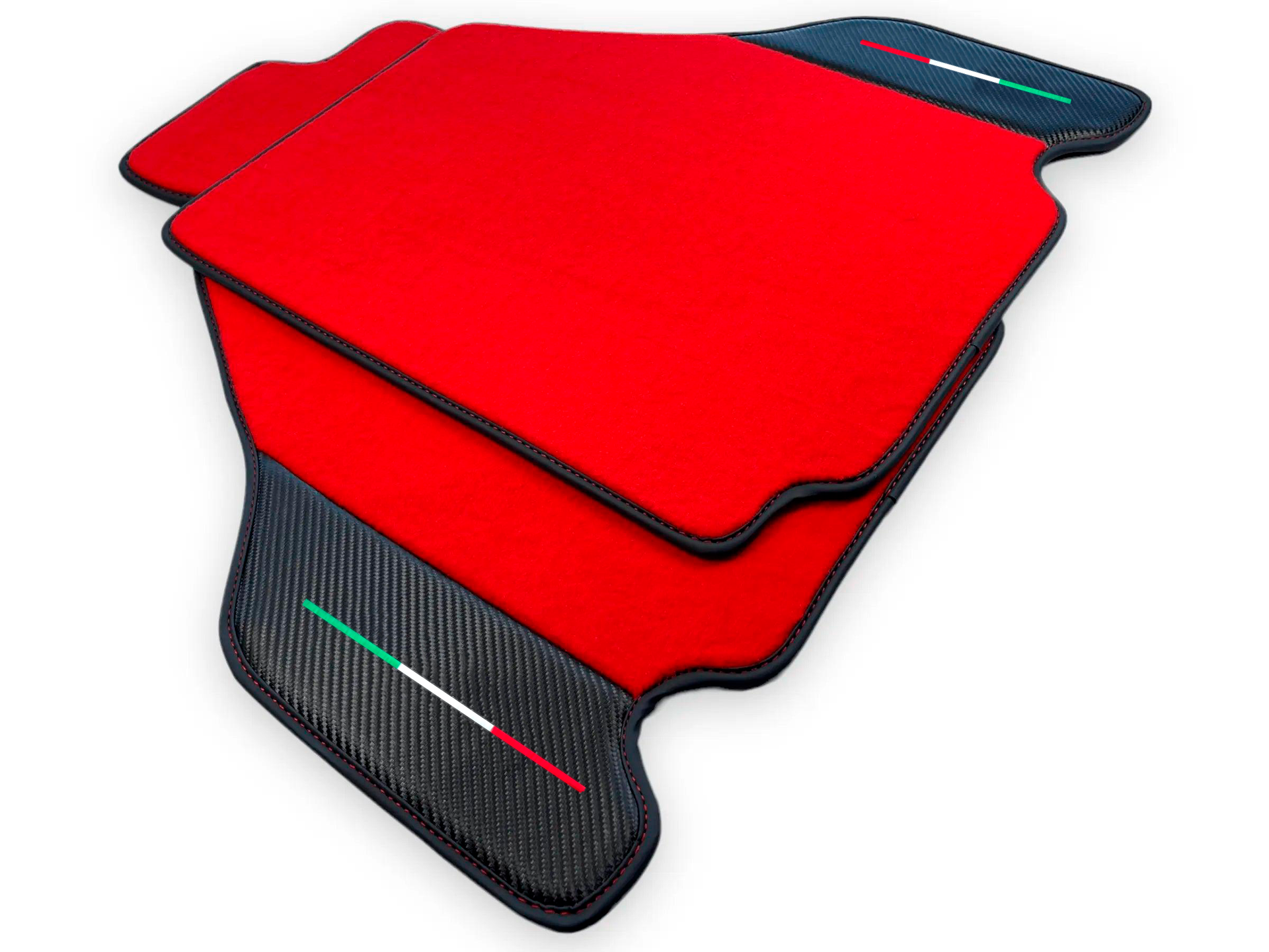 Red Car Mats For Ferrari F430 2004-2009 With Carbon Fiber Leather