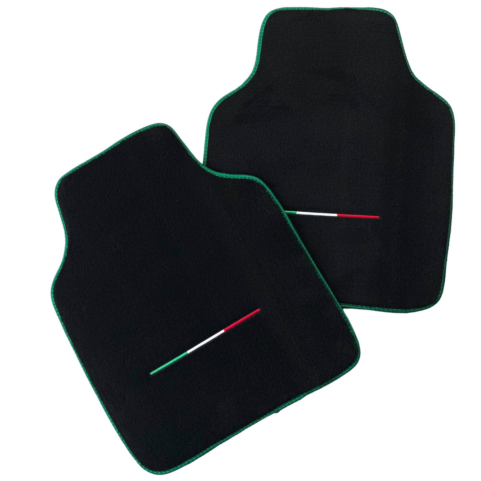 Black Floor Mats for Ferrari Purosangue with Green Trim | Italian Edition - Scuderia