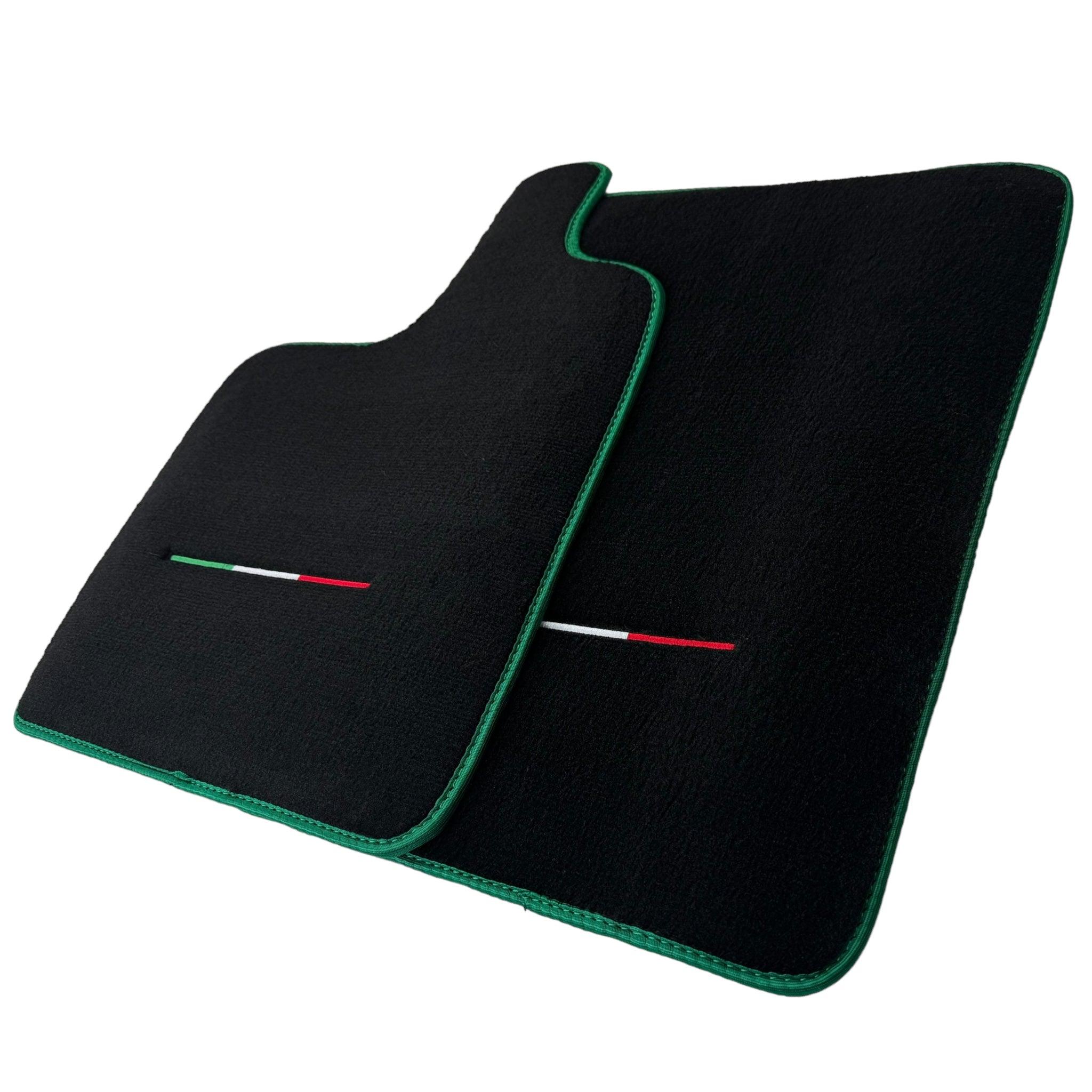 Black Floor Mats for Ferrari Purosangue with Green Trim | Italian Edition - Scuderia