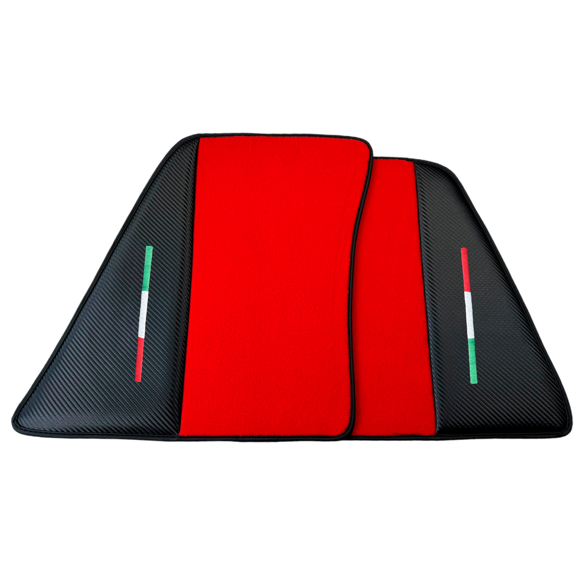 Red Car Mats for Ferrari 296 GTS (2022-2024) with Carbon Fiber