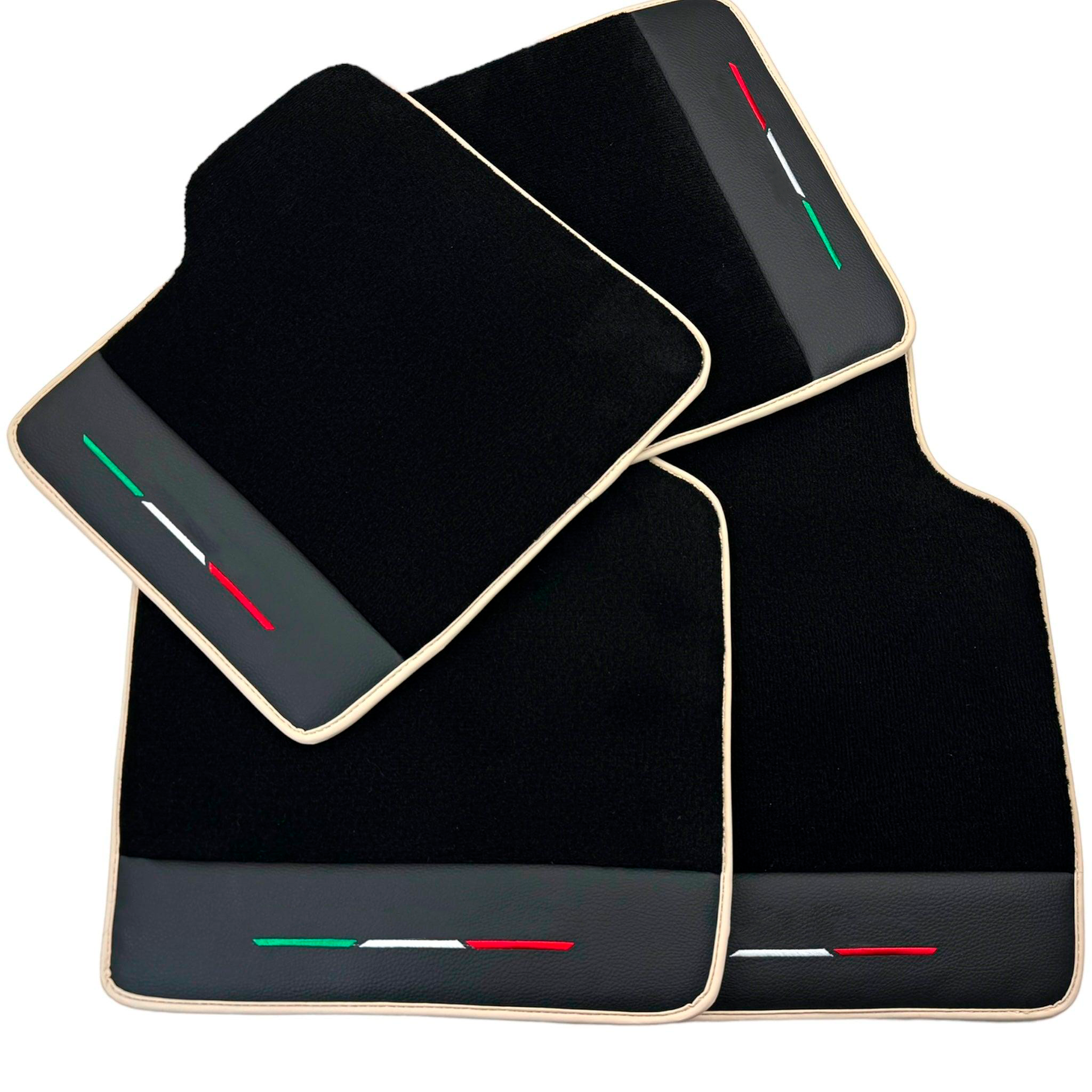 Black Car Mats for Ferrari Purosangue with Leather and Beige Trim | Italian Edition