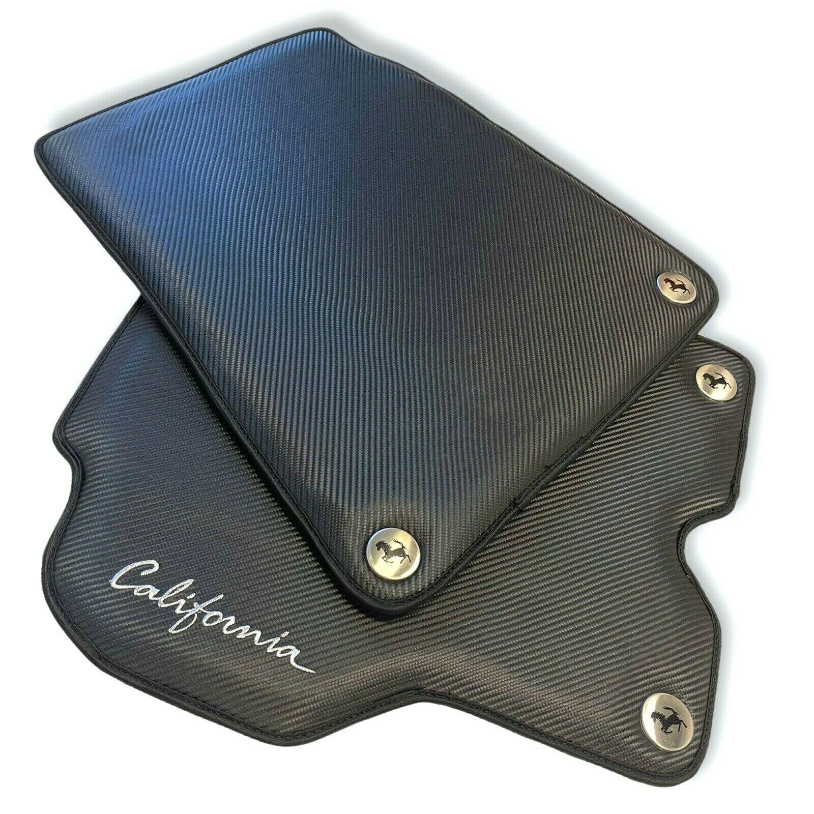 Floor Mats For Ferrari California Convertible 2008-2014 Carbon Fiber Leather - Scuderia