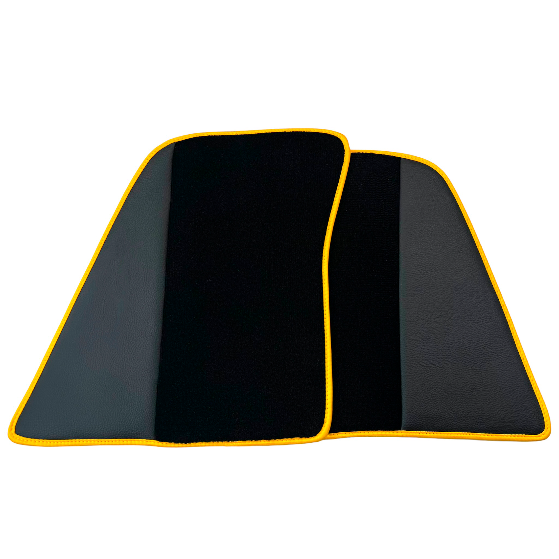 Black Car Mats for Ferrari 296 GTS (2022-2024) with Leather and Yellow Trim