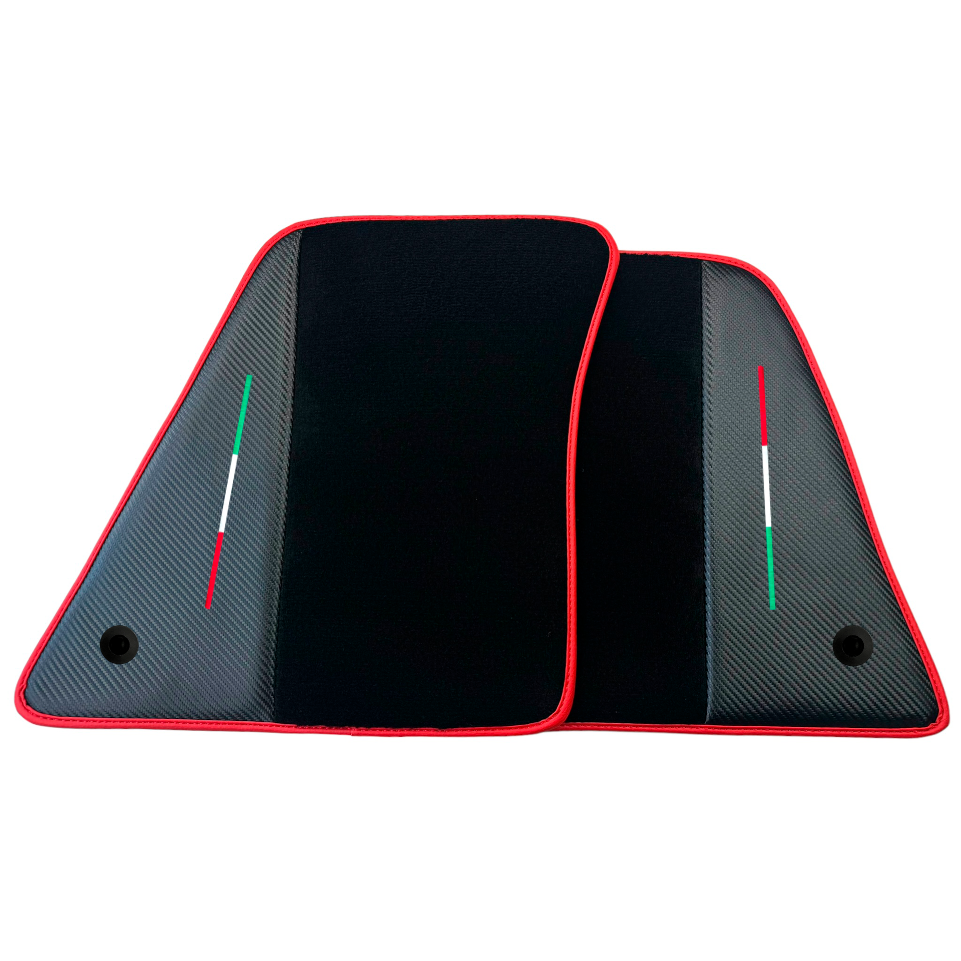 Black Car Mats for Ferrari SF90 Stradale (2019-2024) with Carbon Fiber | Red Trim