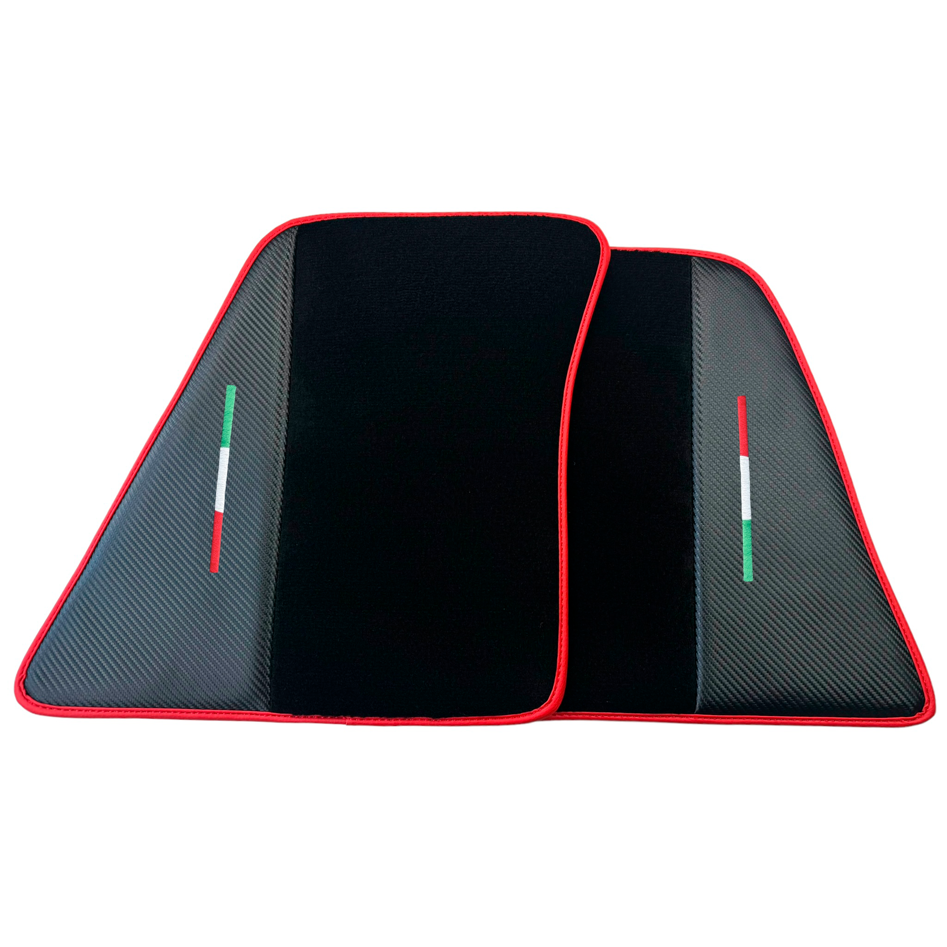 Black Car Mats for Ferrari 296 GTB (2022-2024) with Carbon Fiber | Red Trim