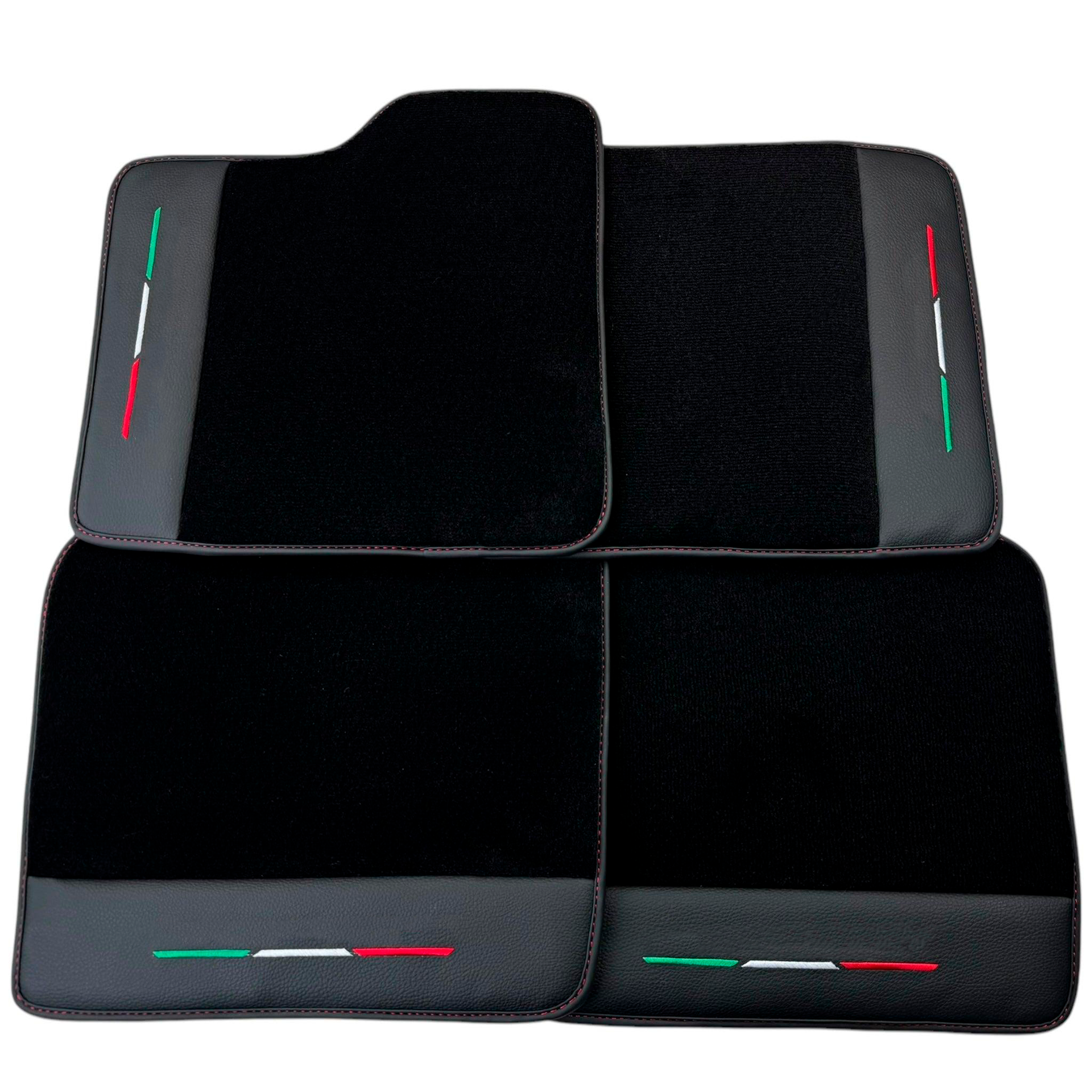 Black Car Mats for Ferrari Purosangue with Leather and Black Trim | Italian Edition