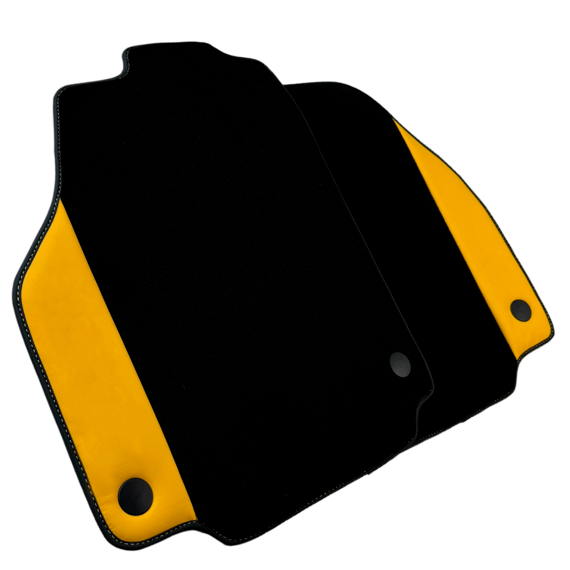 Black Car Mats for Ferrari 458 Italia (2009-2015) with Yellow Leather