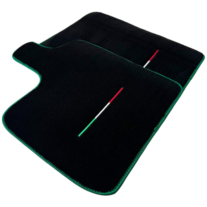 Black Floor Mats for Ferrari Purosangue with Green Trim | Italian Edition - Scuderia